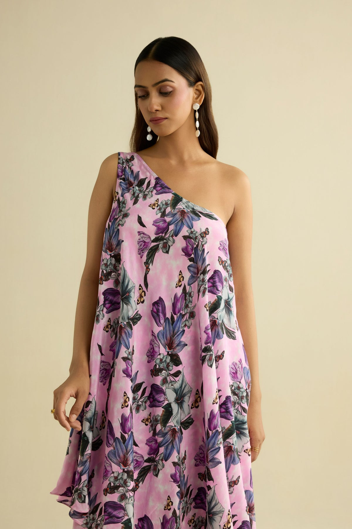 Pink Embroidered Printed Co-ord Set