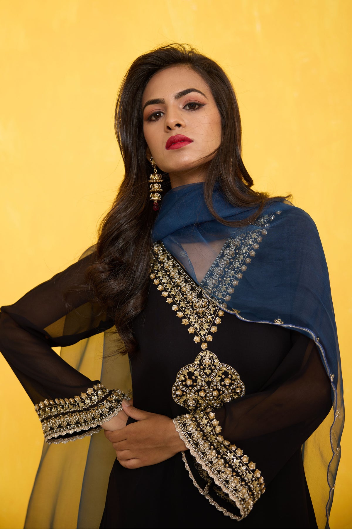Black Straight Kurta Set