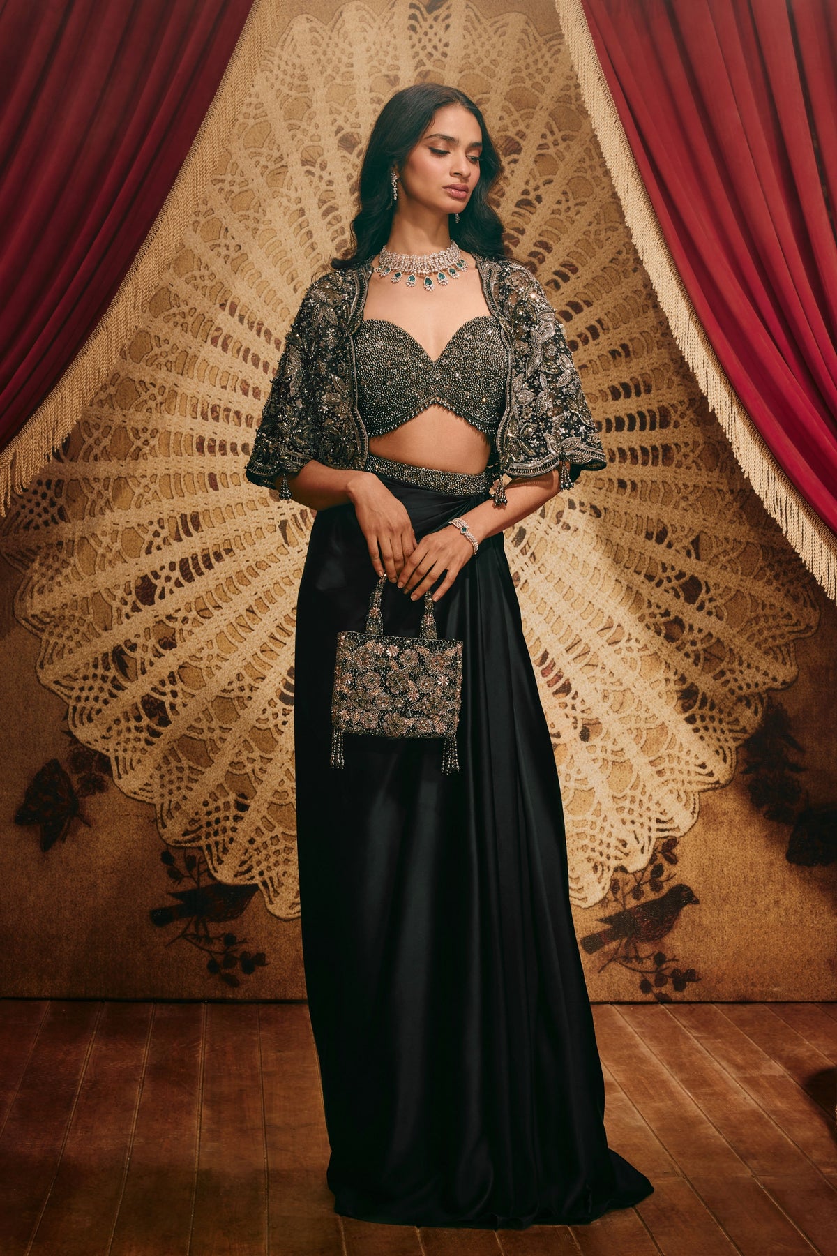 Ruth Black Cape Set