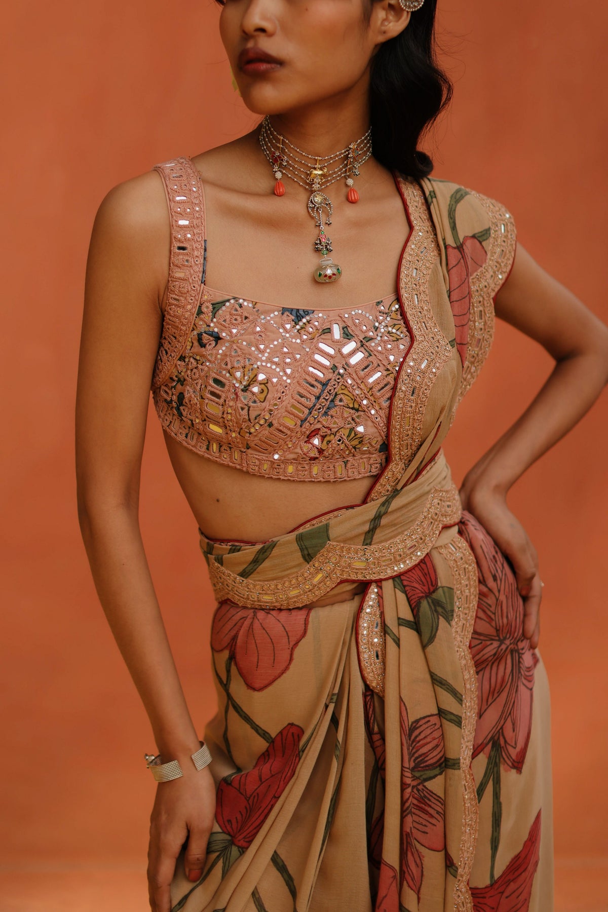 Lotus Kalam Saree