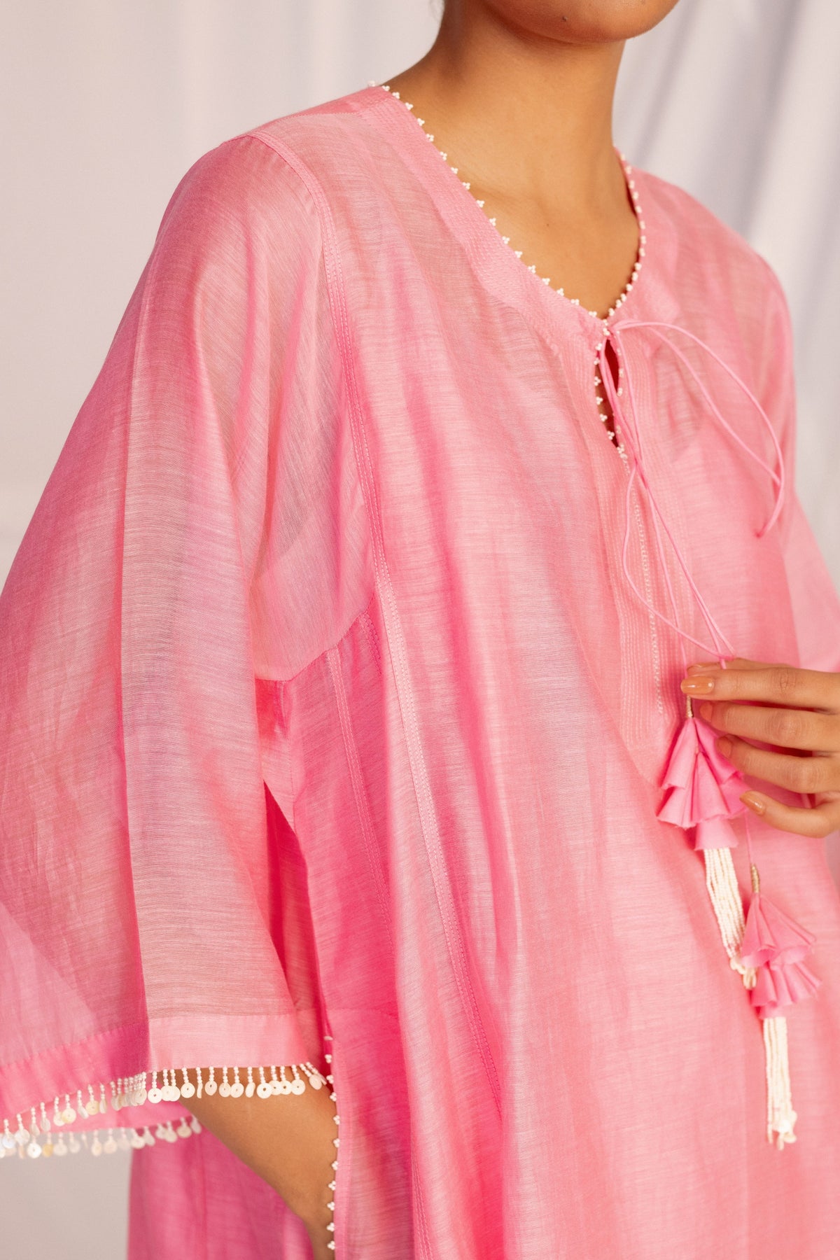 Pink Embroidered Tunic Set