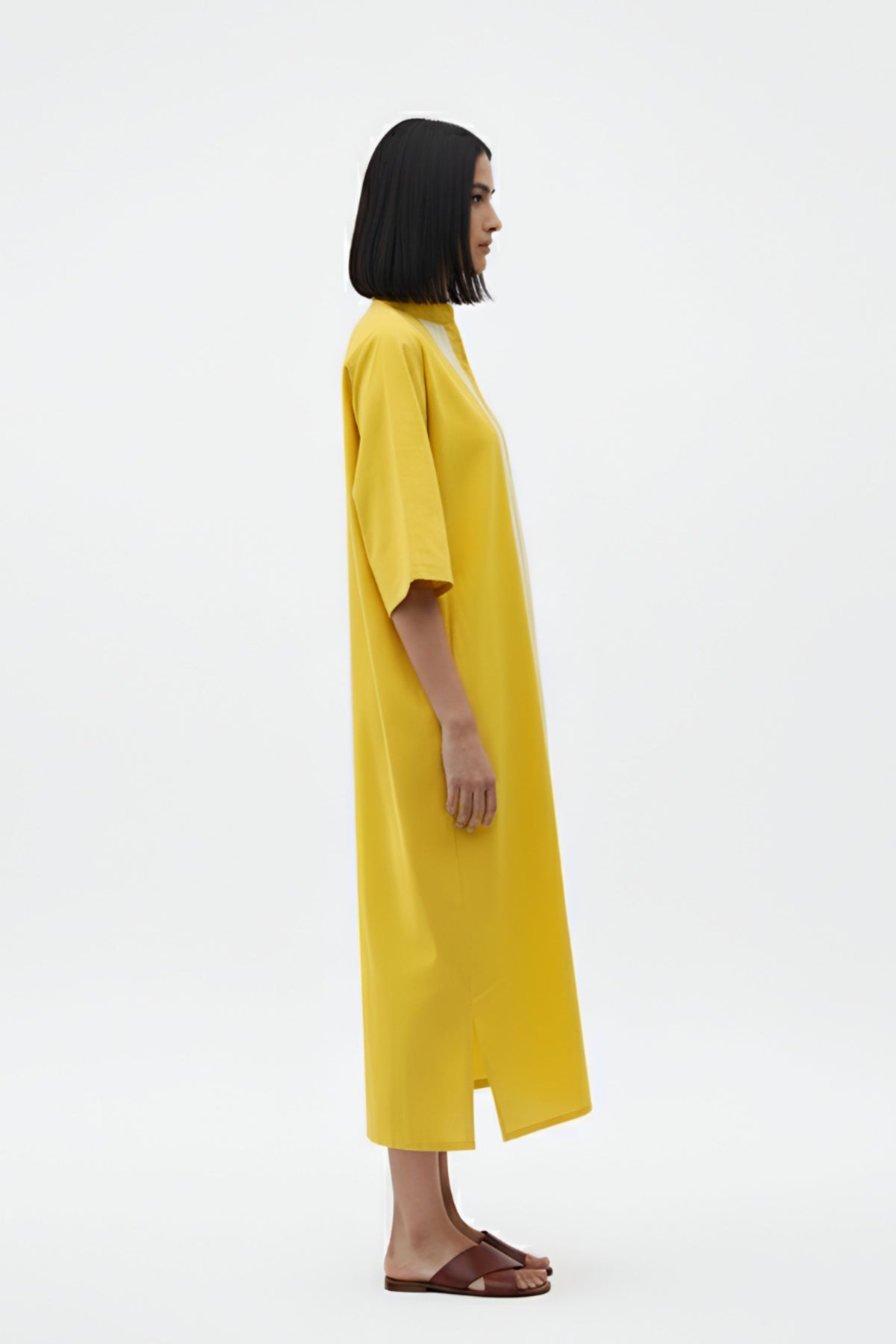 Mango Yellow Pintucks Dress