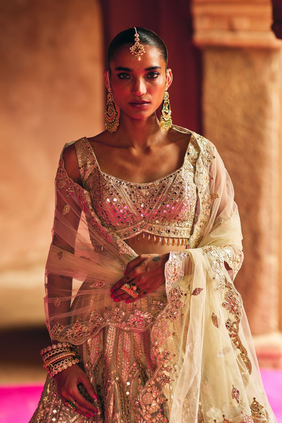 Mint Green Organza Lehenga Set