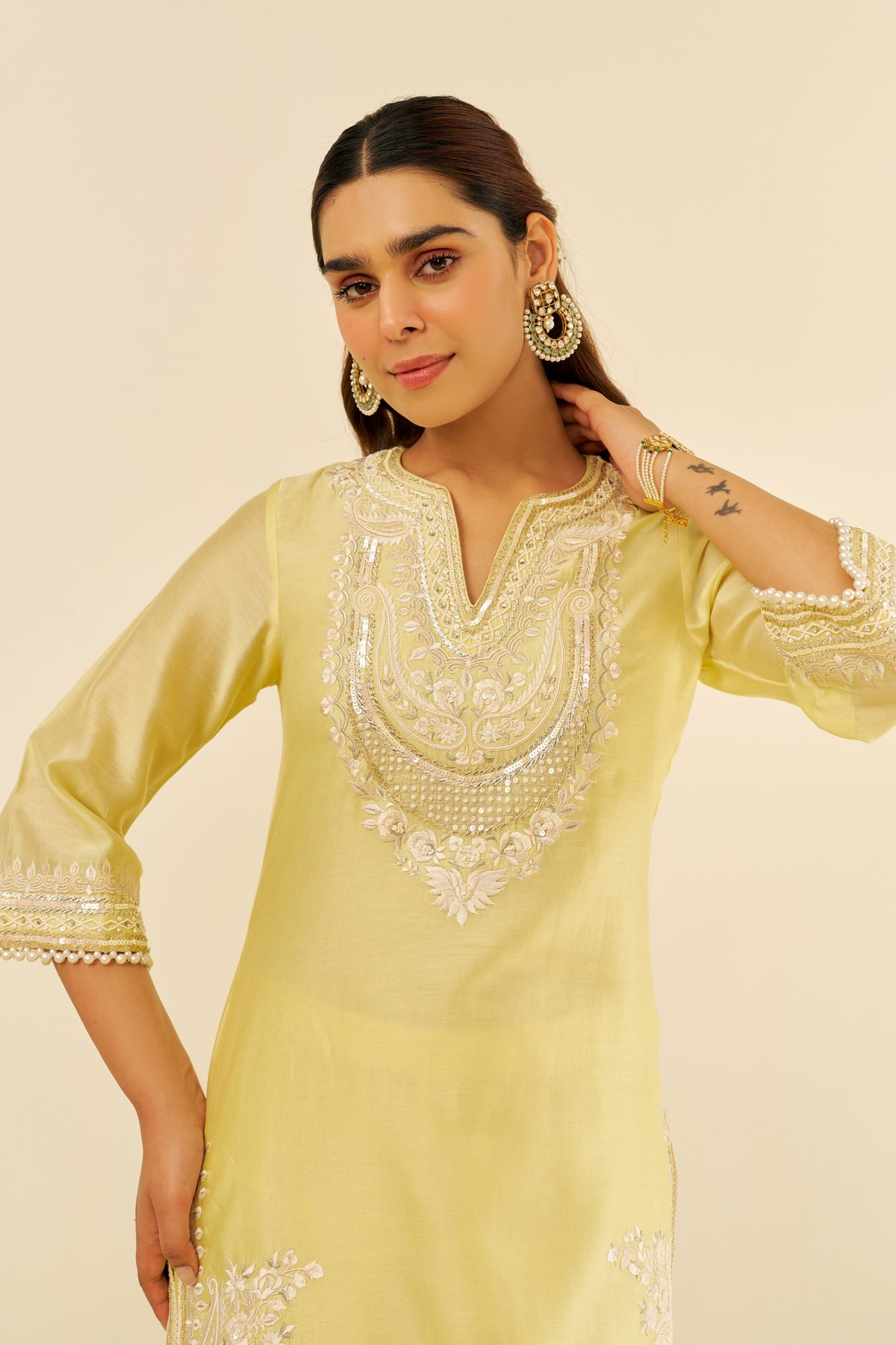 Sara Kurta With Salwar in Yellow