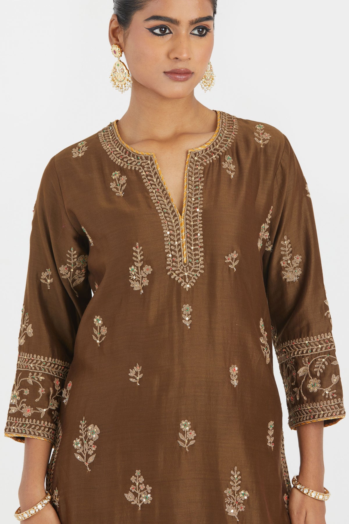 Chanderi Olive Sharara Set