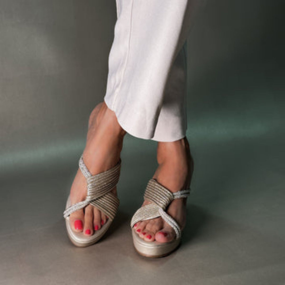 Lulu Antique Silver Flats