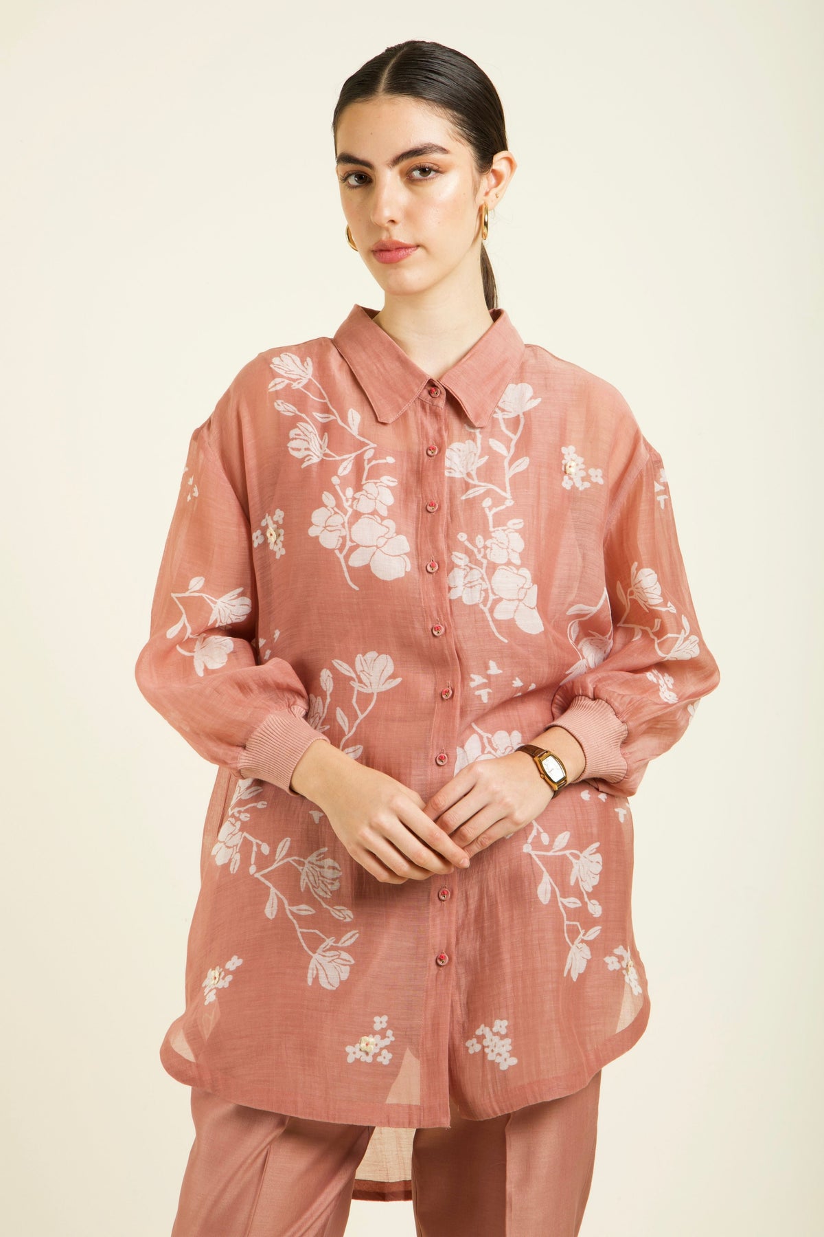 Almond Chanderi Co-ord Set
