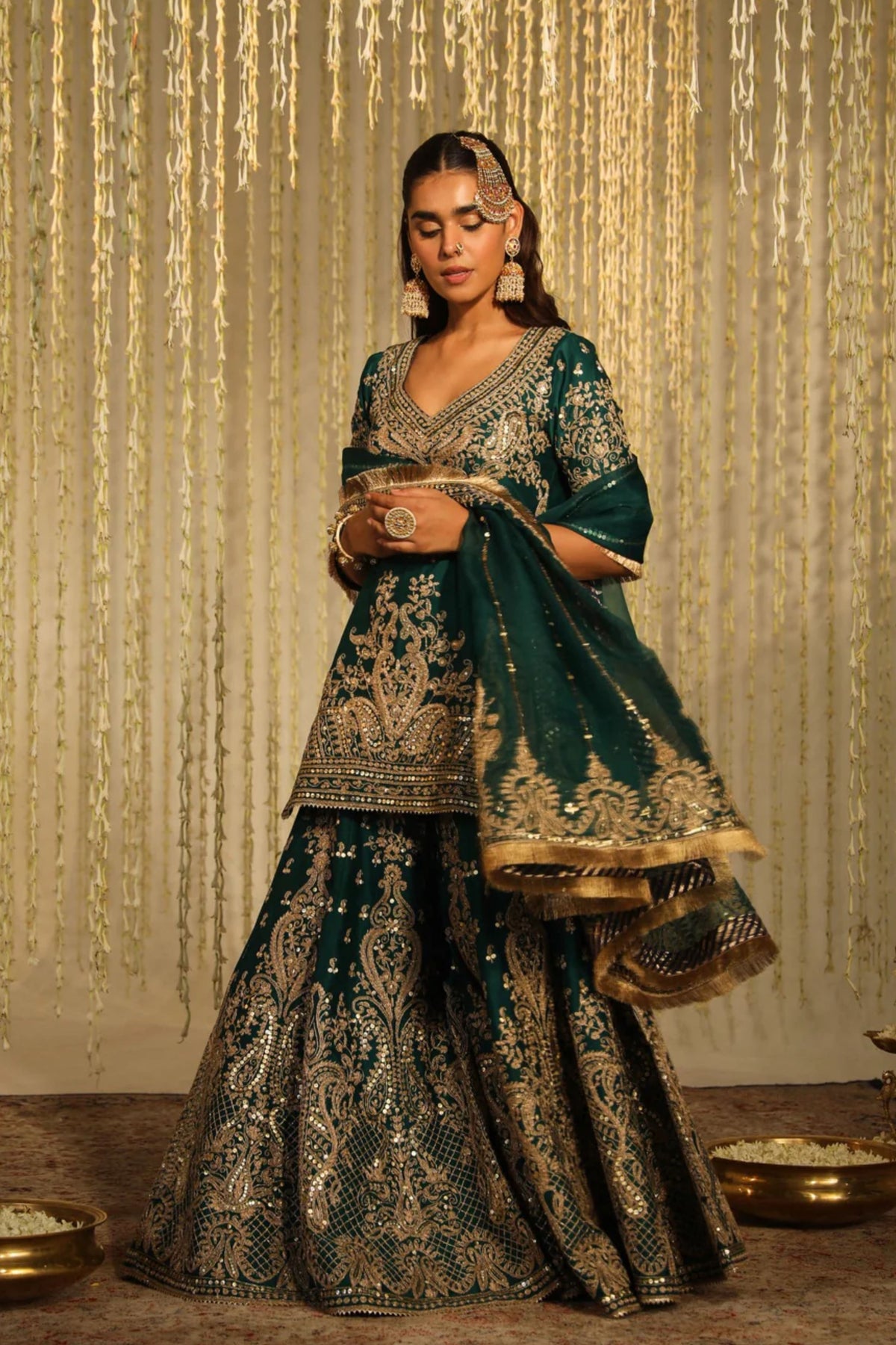 Aafiya Green Sharara Set