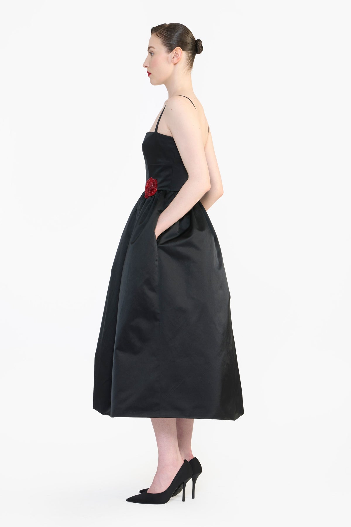 Midi Dress With Rose Flower