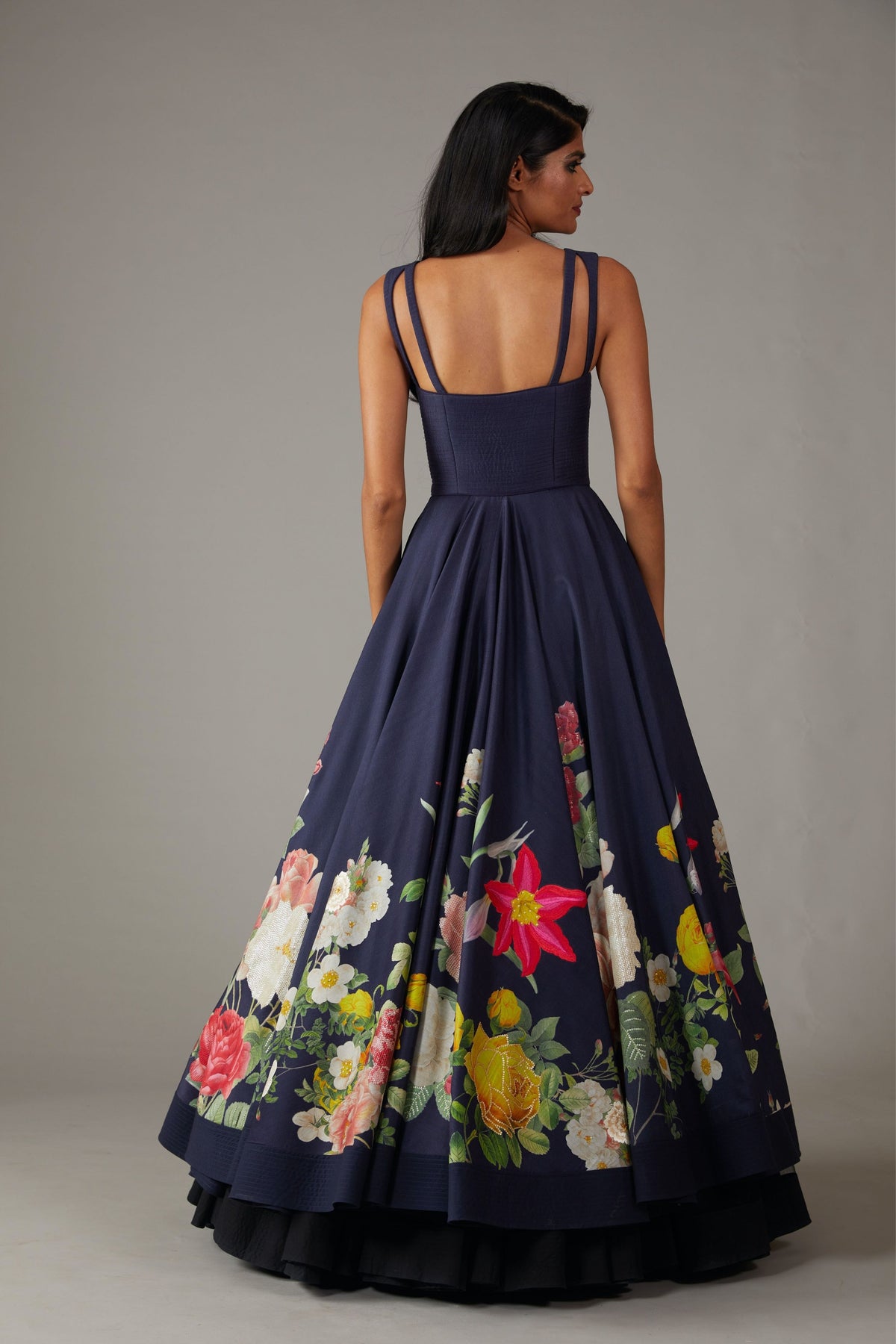 Printed Indigo Anarkali Set