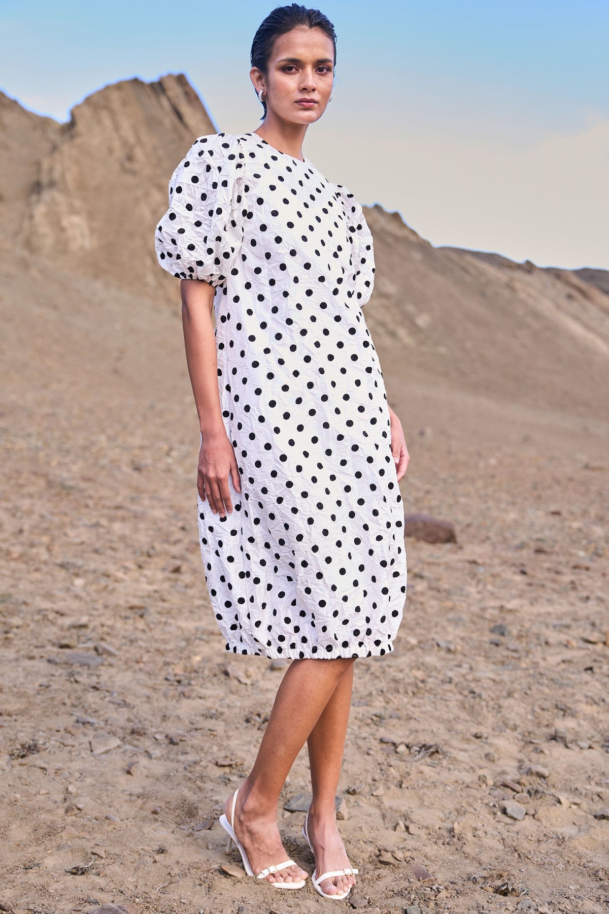 Crushed Polka Dot Dress