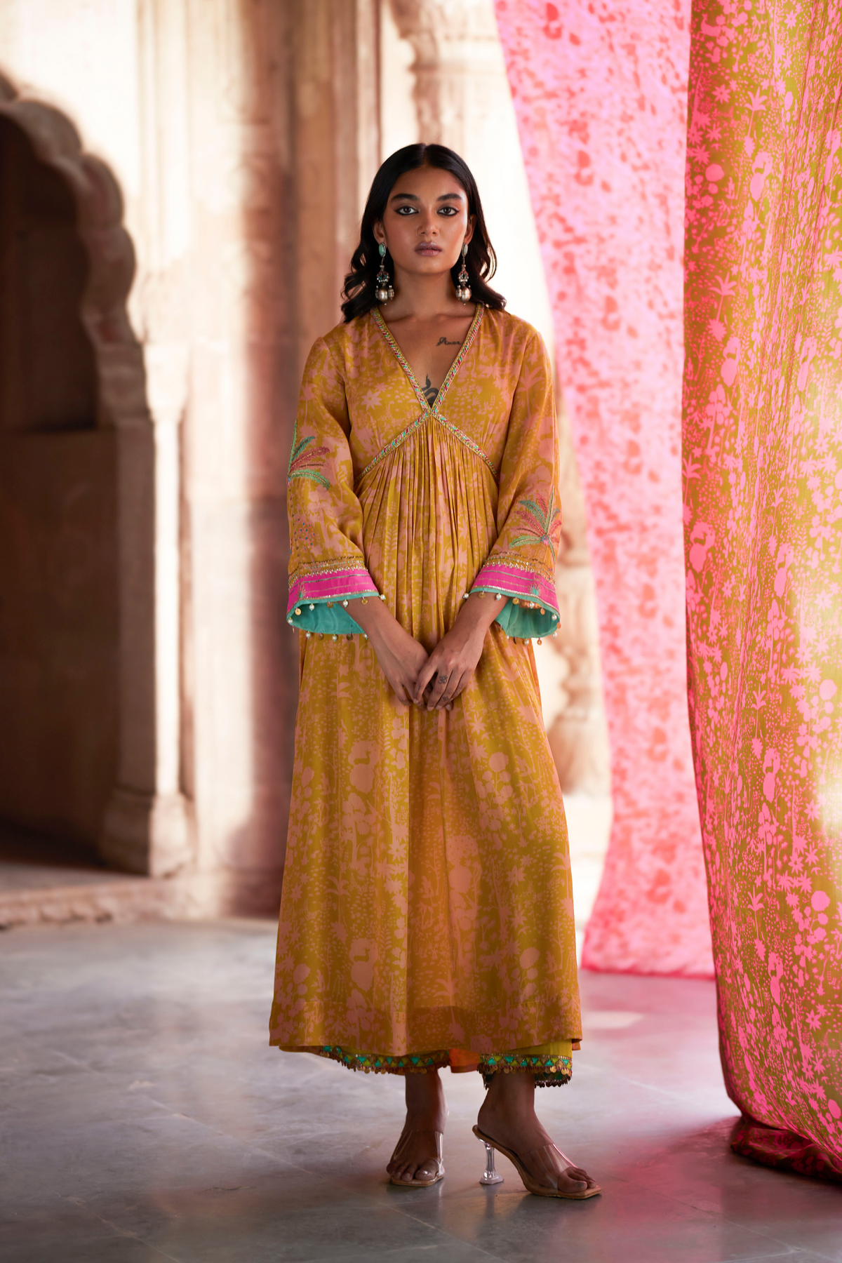 Nadira Yellow Bell Sleeve Kurta Set