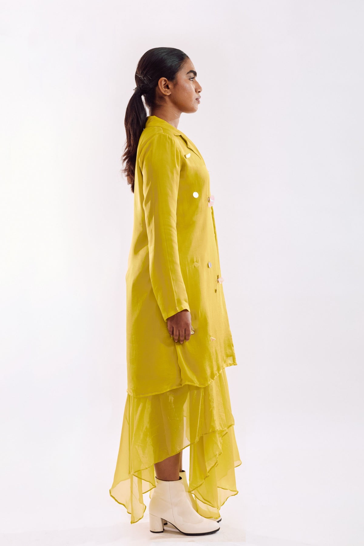 Lime Drapped Sequin Dress