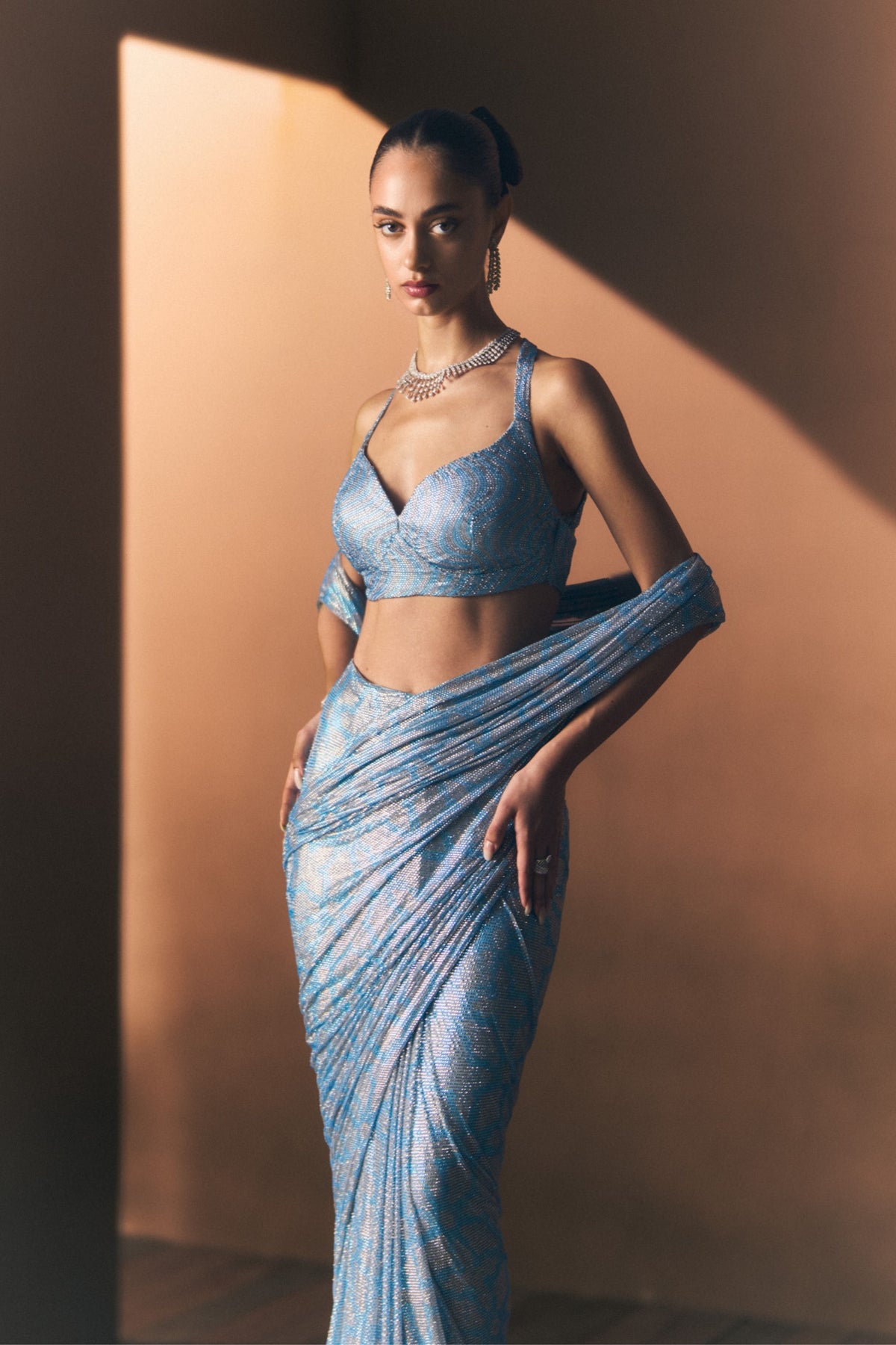 Lagoon Drape Saree Set