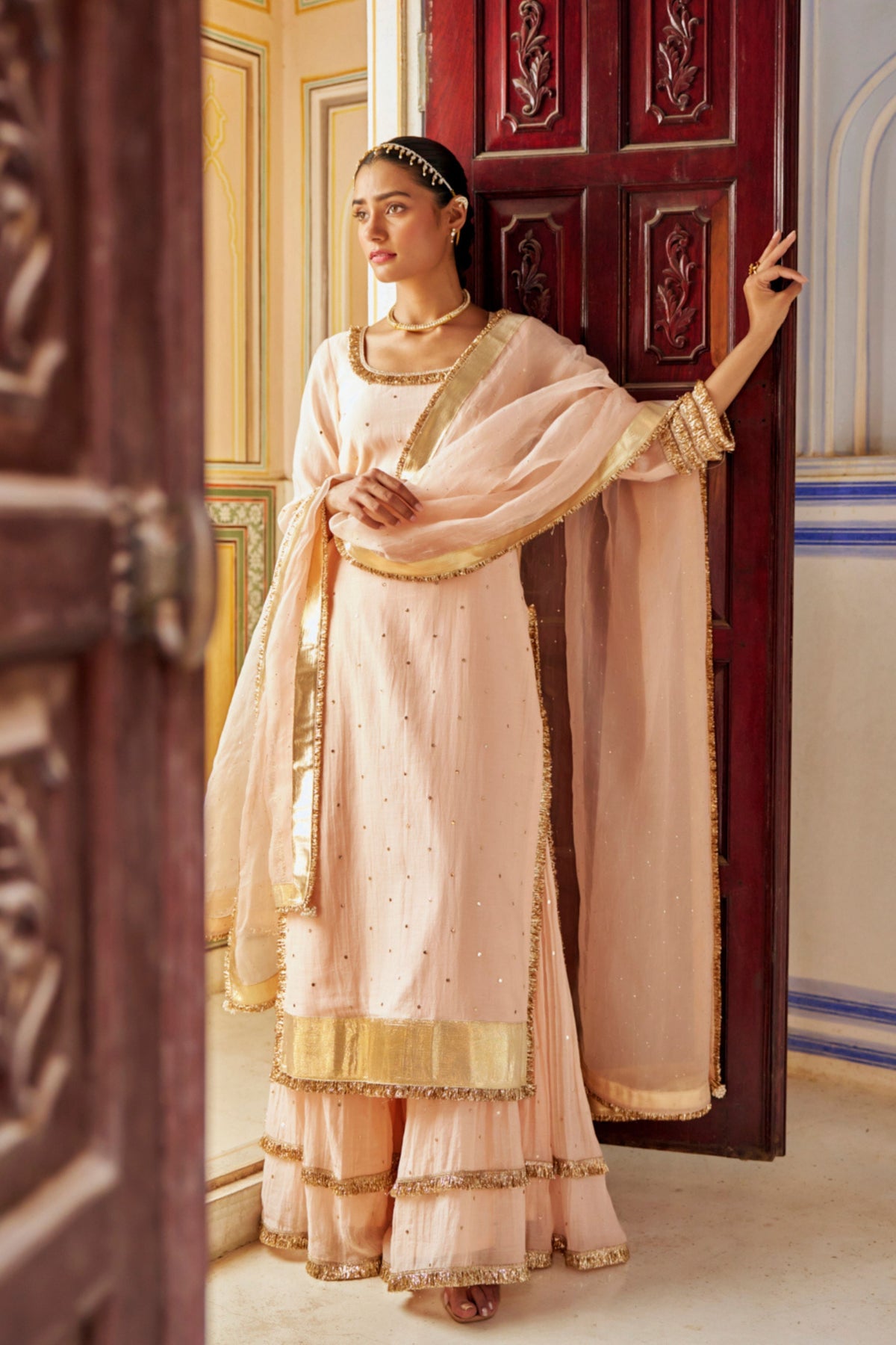 Vintage Blush Kurta Sharara Set