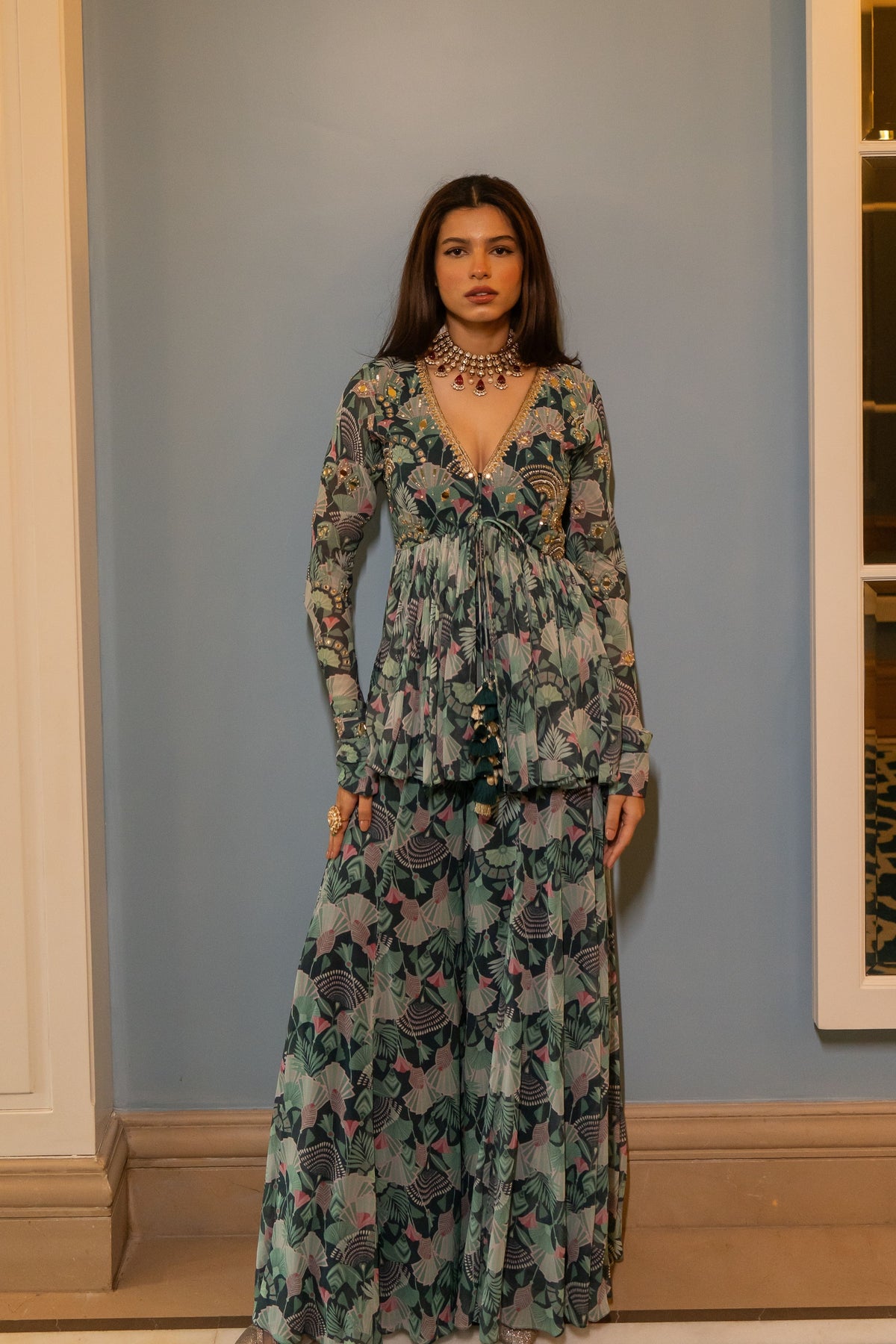 Antique Embroidered Peplum Set