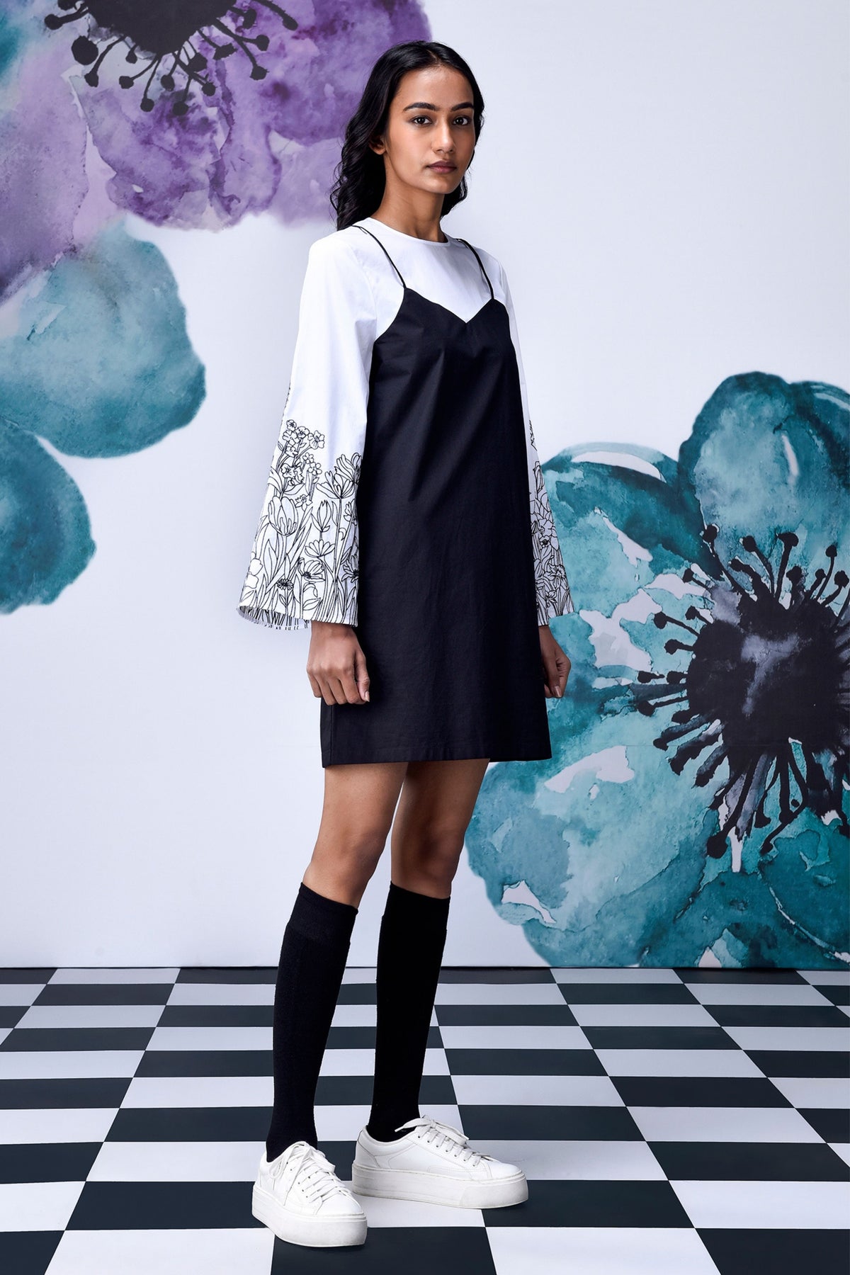 Black White Layered Dress