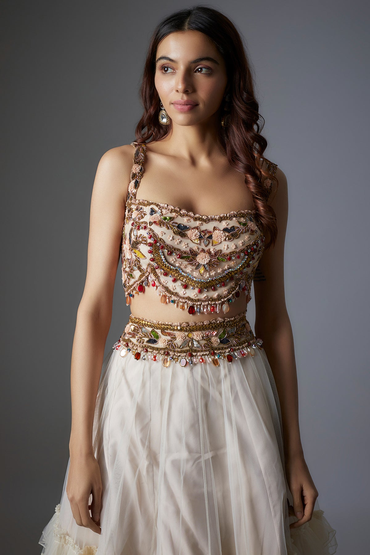 Ivory Embroidered Lehenga Set
