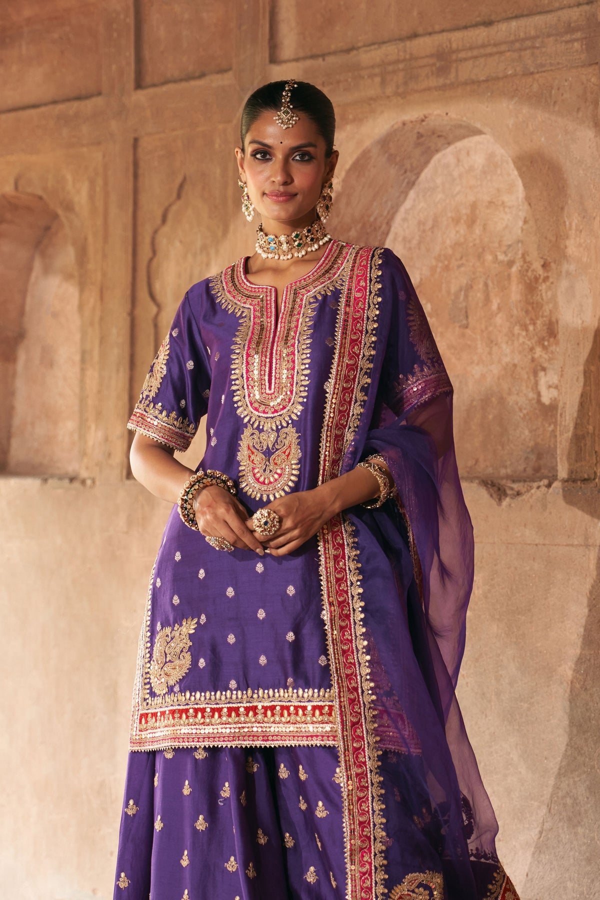 Areesha Purple Sharar Set
