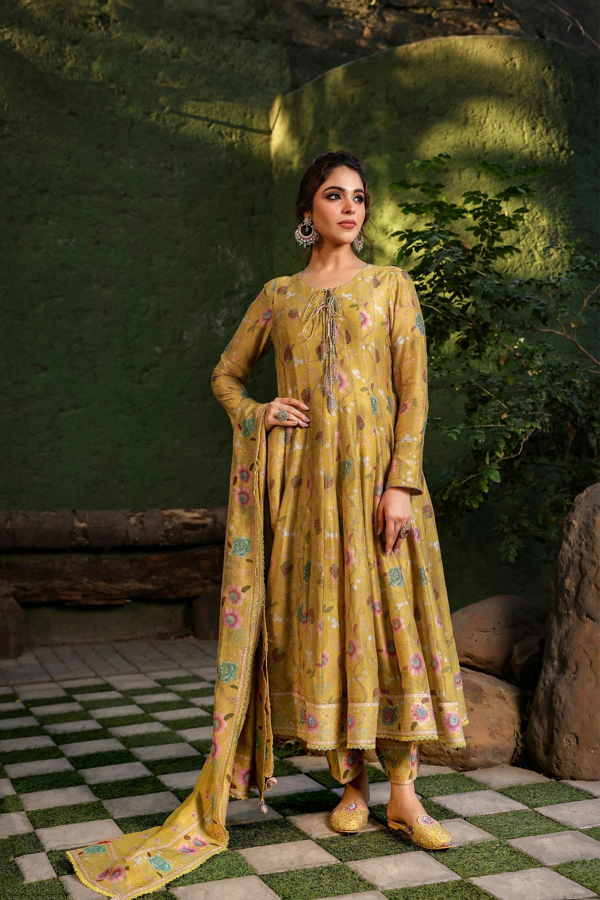 Mughal Bano Kalidar Set in Yellow