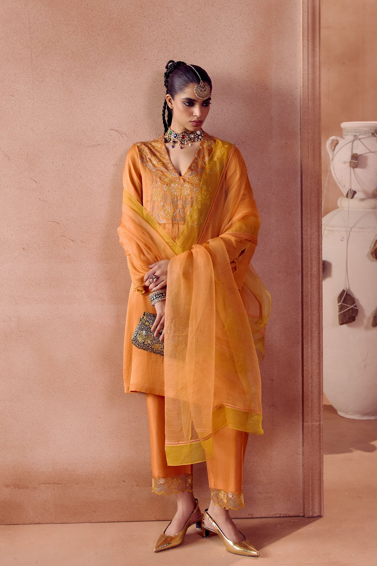 Rust Orange Kurta Set