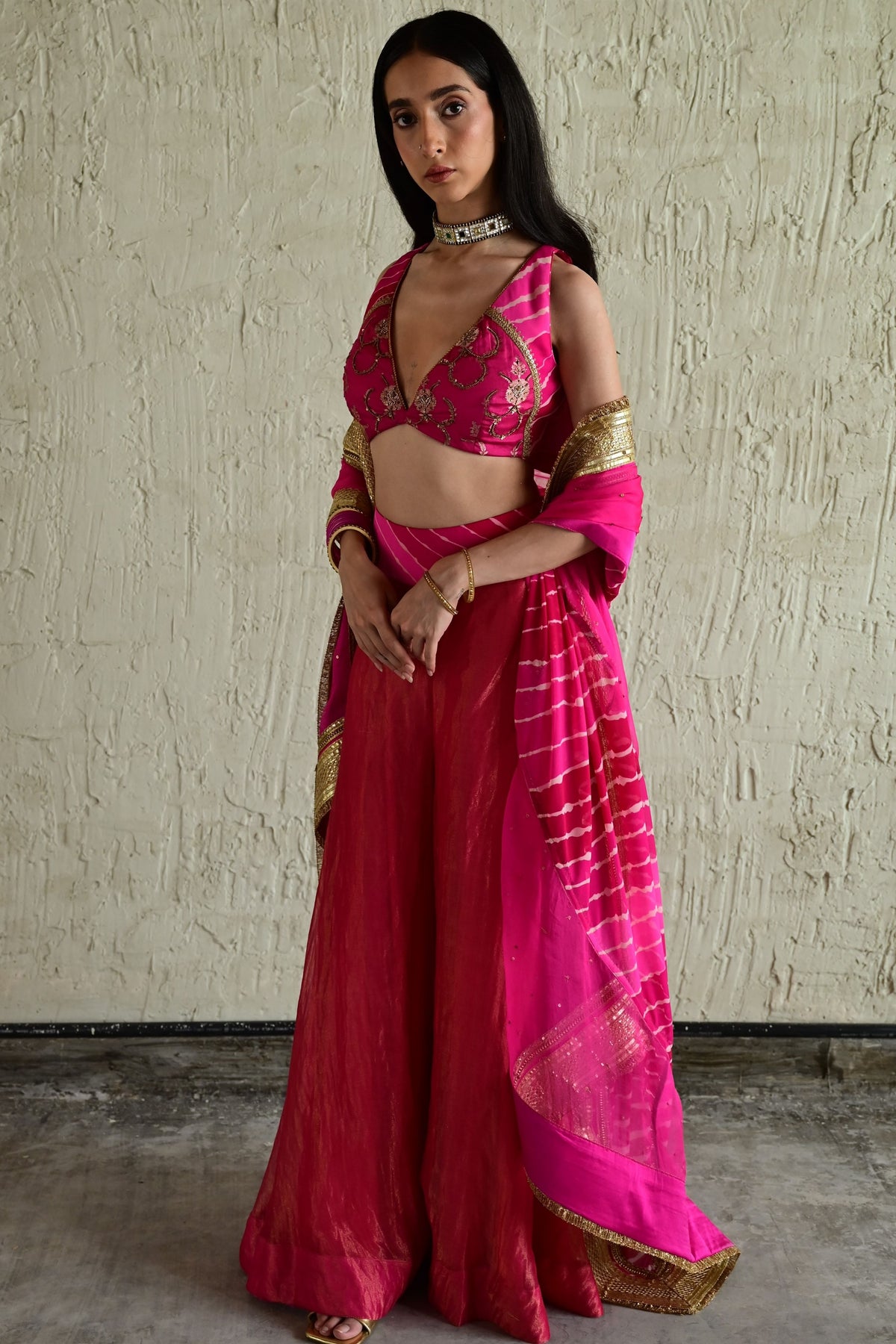 Hot Pink Choli Sharara Set