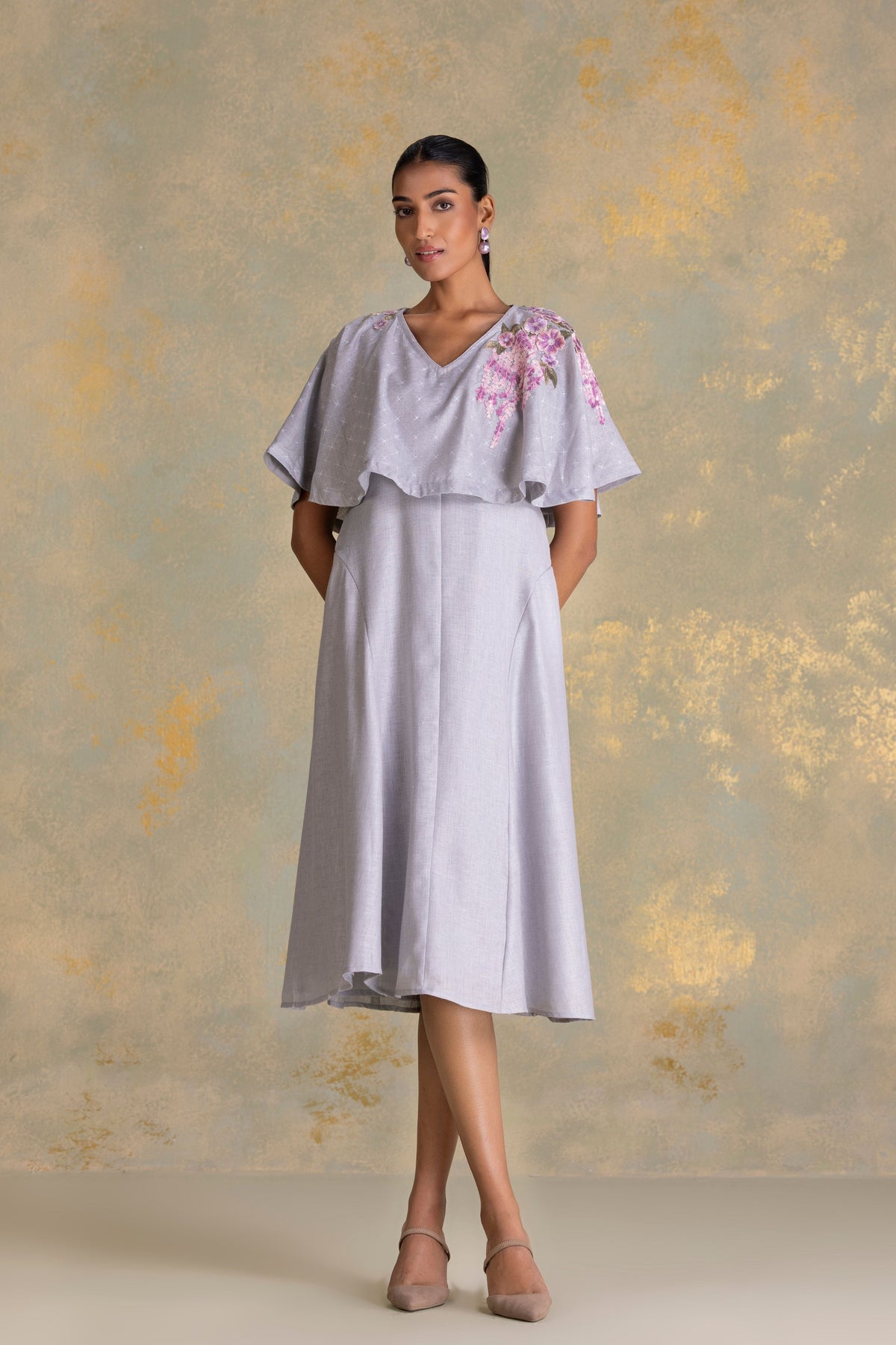 Delfina Smoke Cape Dress