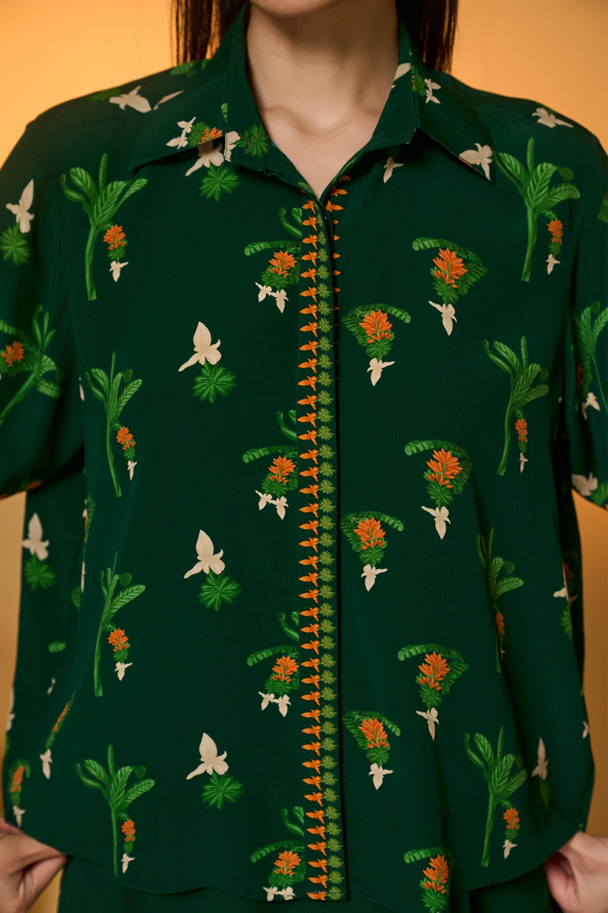 Green Tropical Shirt Set