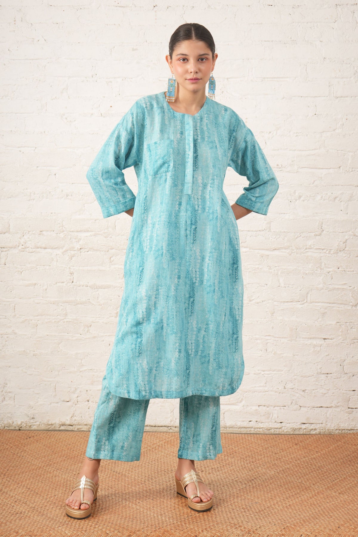 Aqua Printed Tunic Set