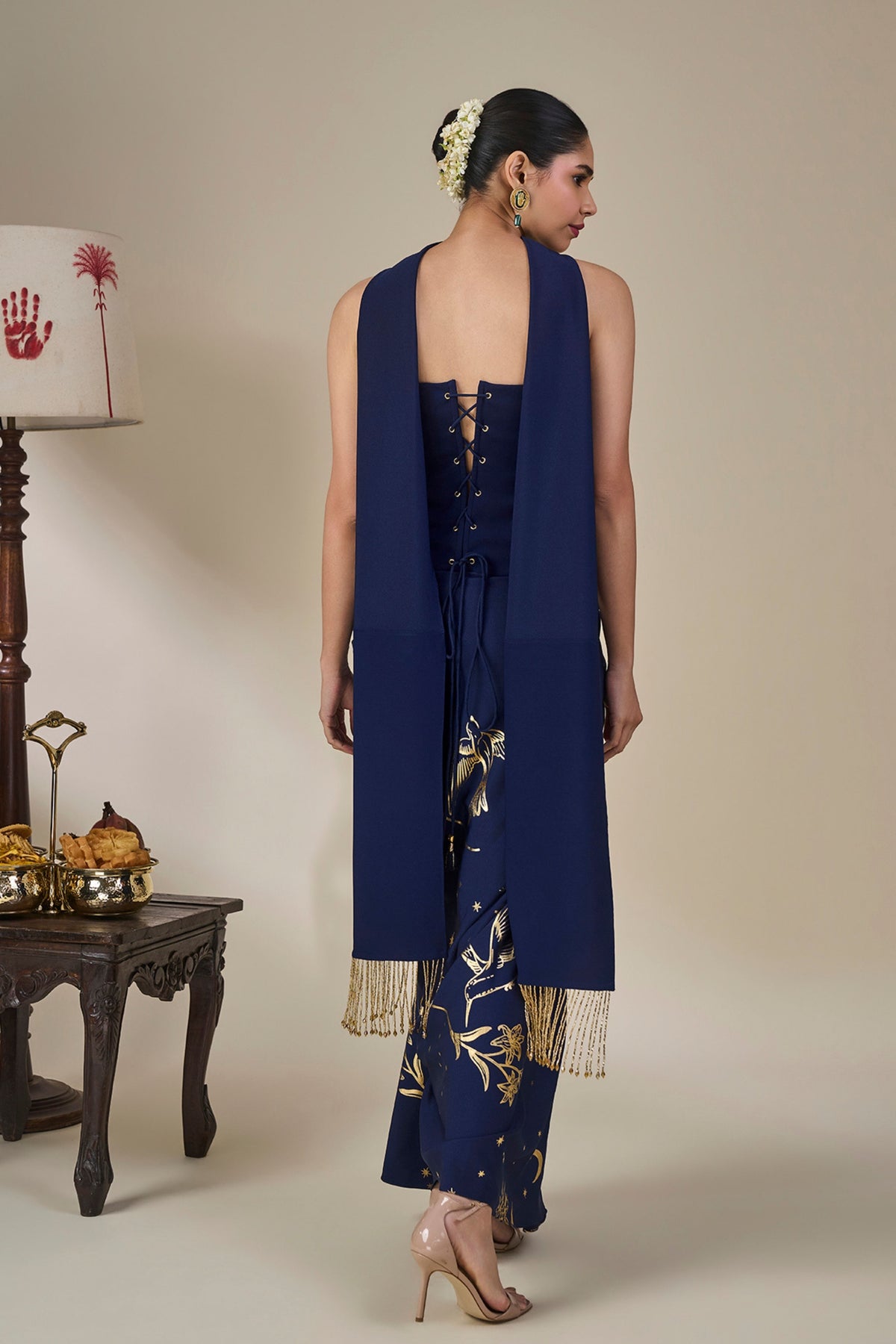 Blue Cosmic Birdsong Corset Set
