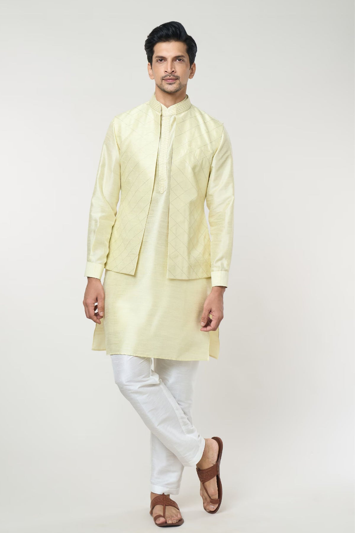 Parrot Green Pintuck jacket Set