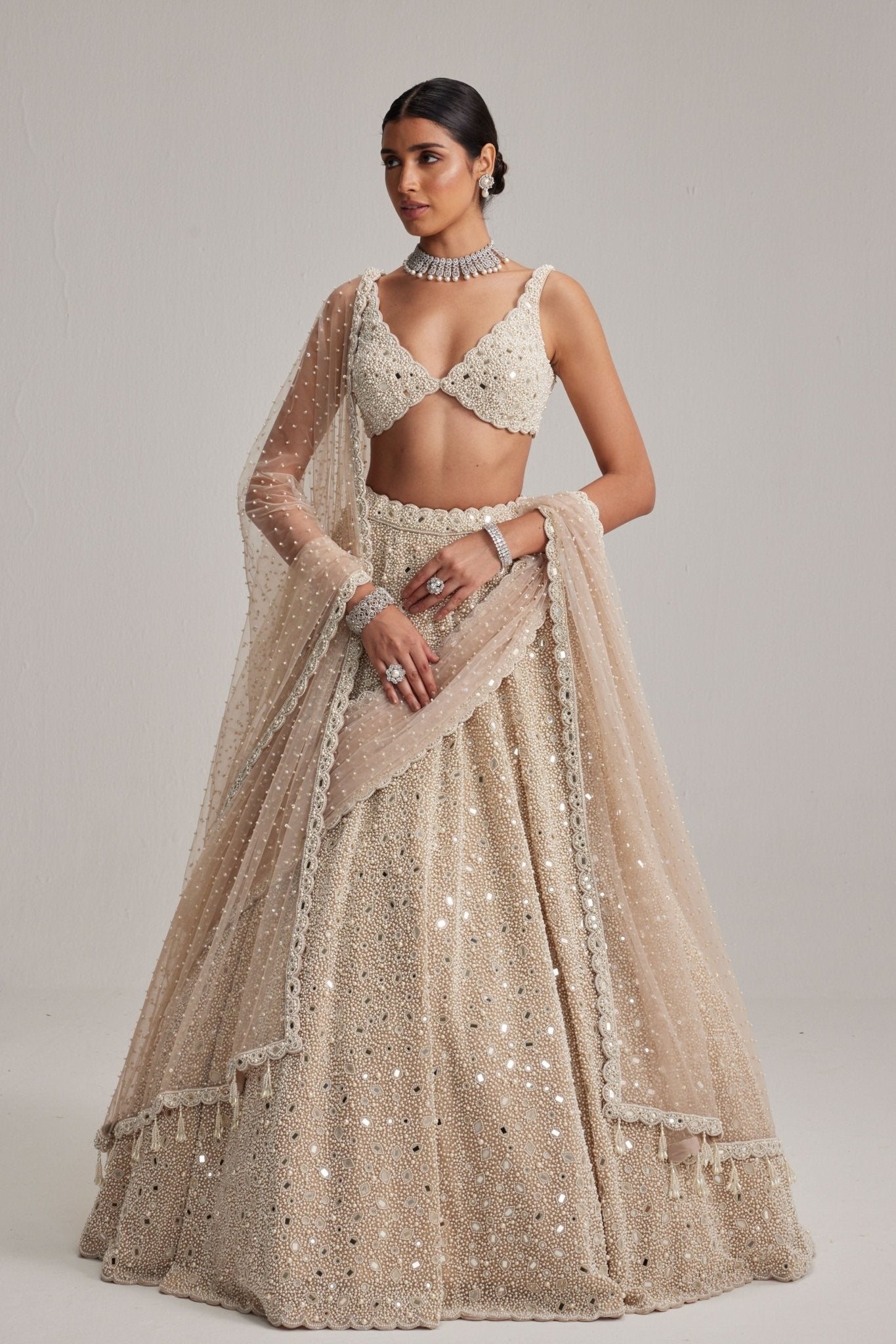 Light Beige Lehenga Set - Vvani by Vani Vats - Elahe