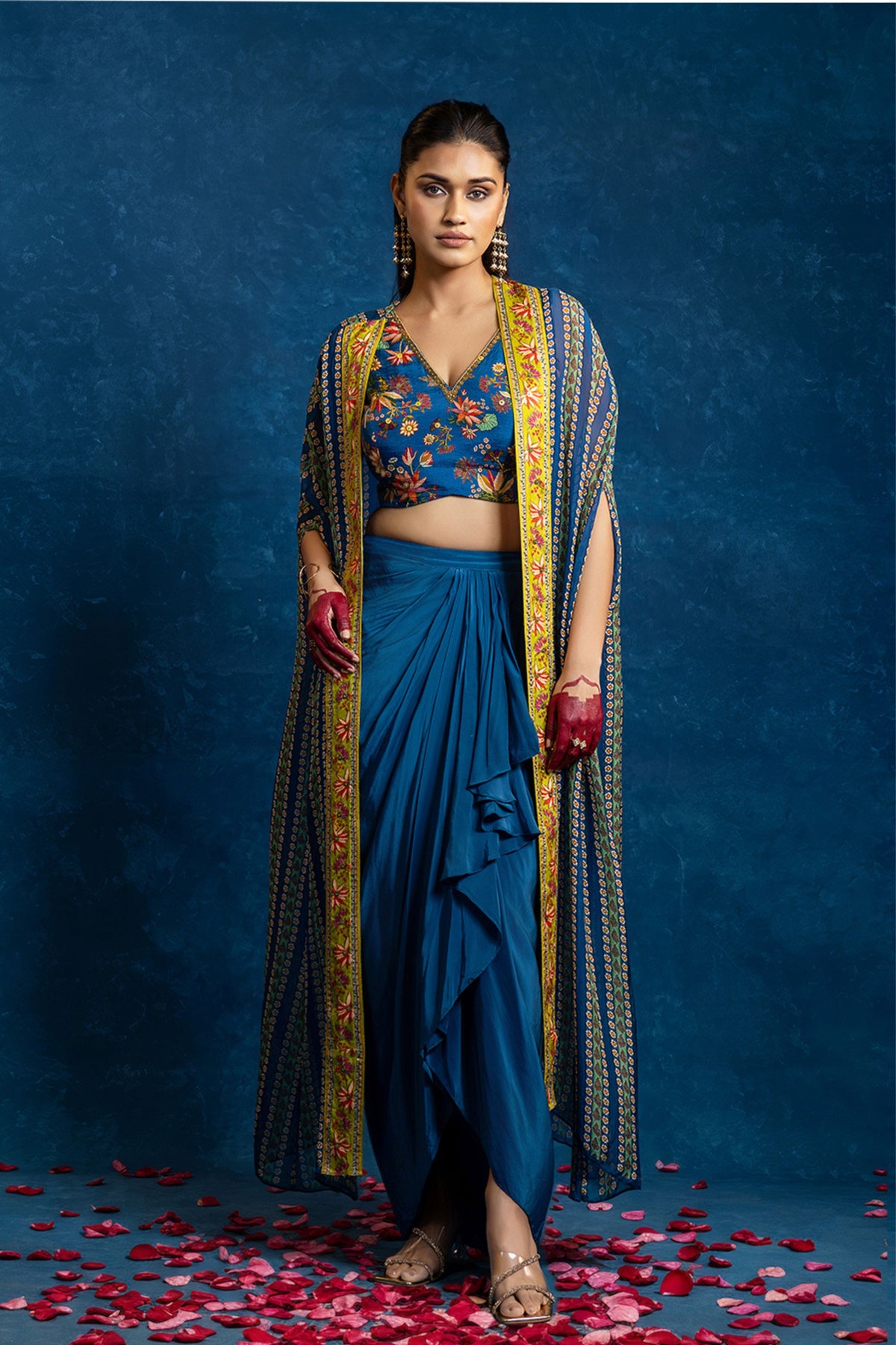 Blue Aarani Cape Set