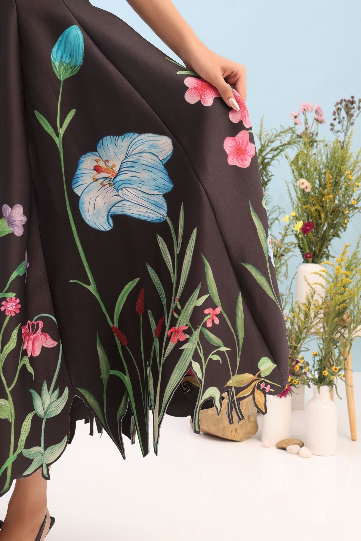 Printed Panel Detachable Dress Set