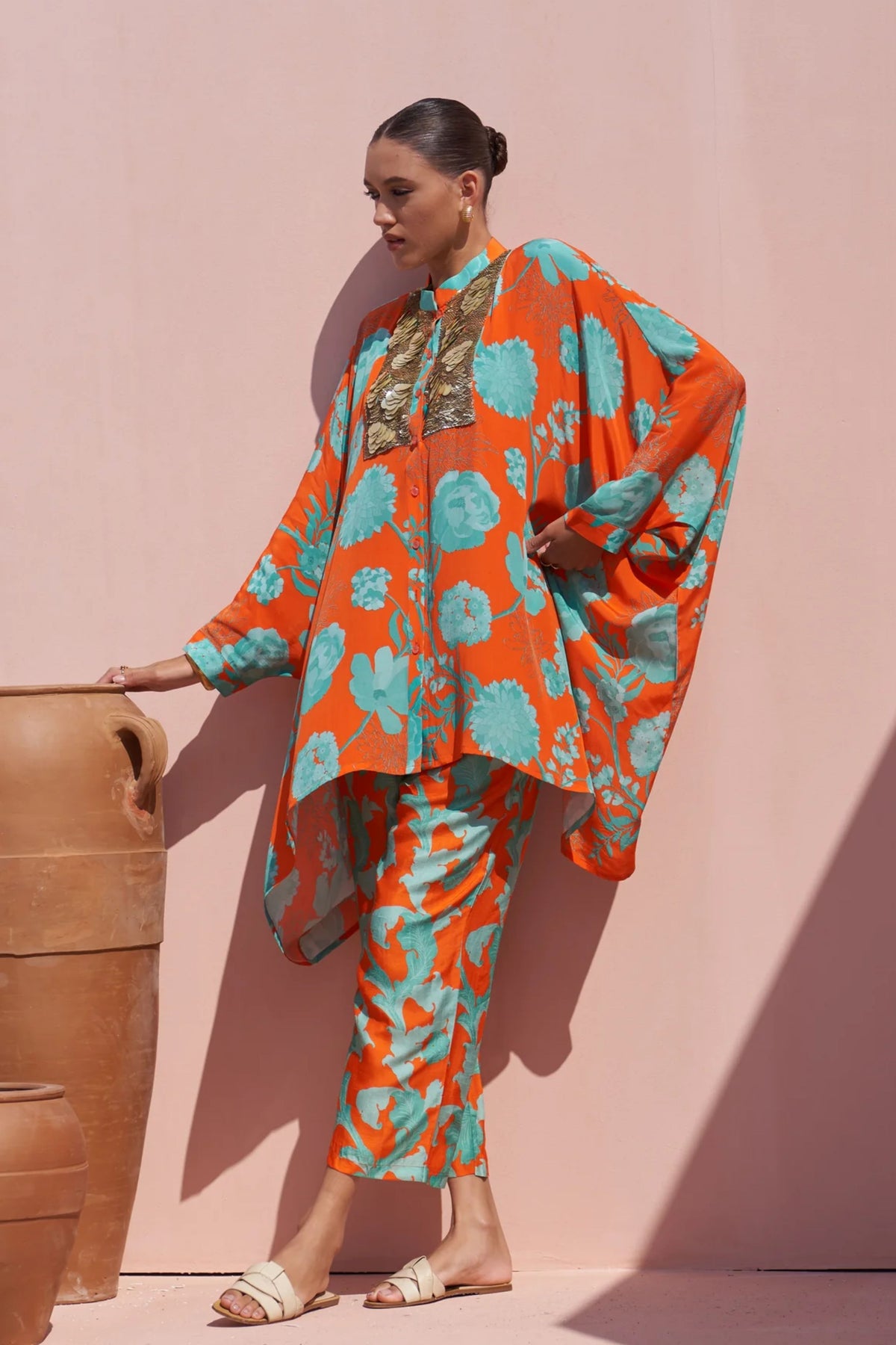 Orange Moroccan Coin Yoke Co-ord Set