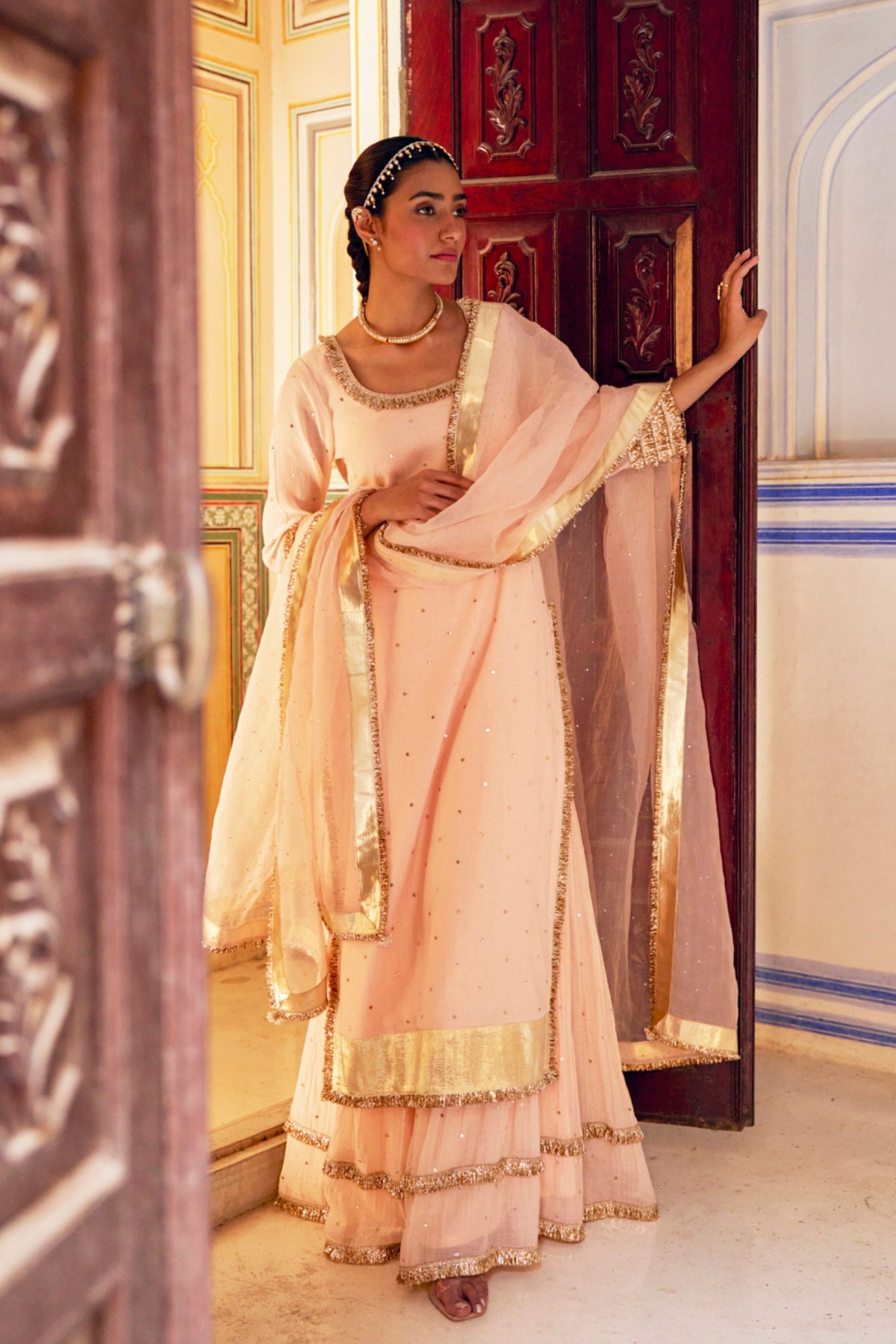 Vintage Blush Kurta Sharara Set