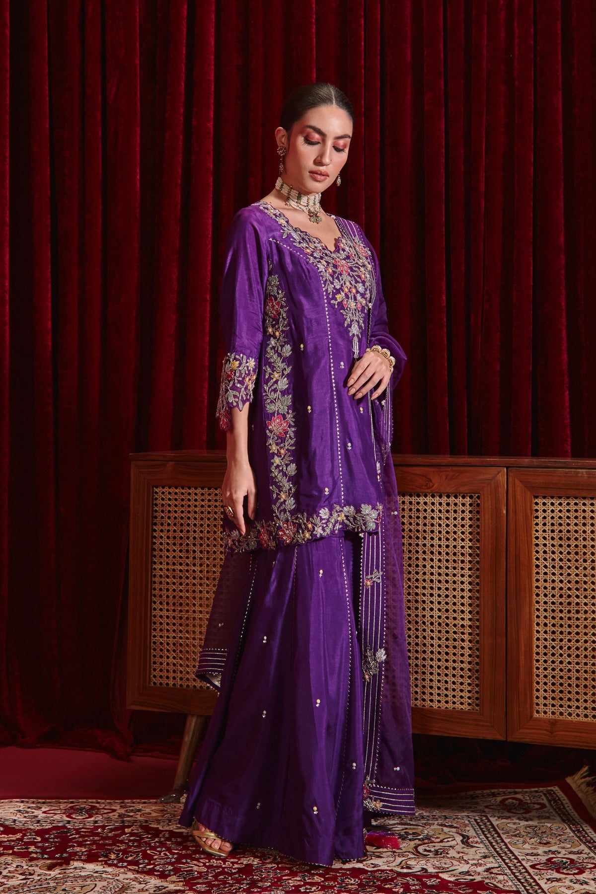 Purple Manu Sharara Set