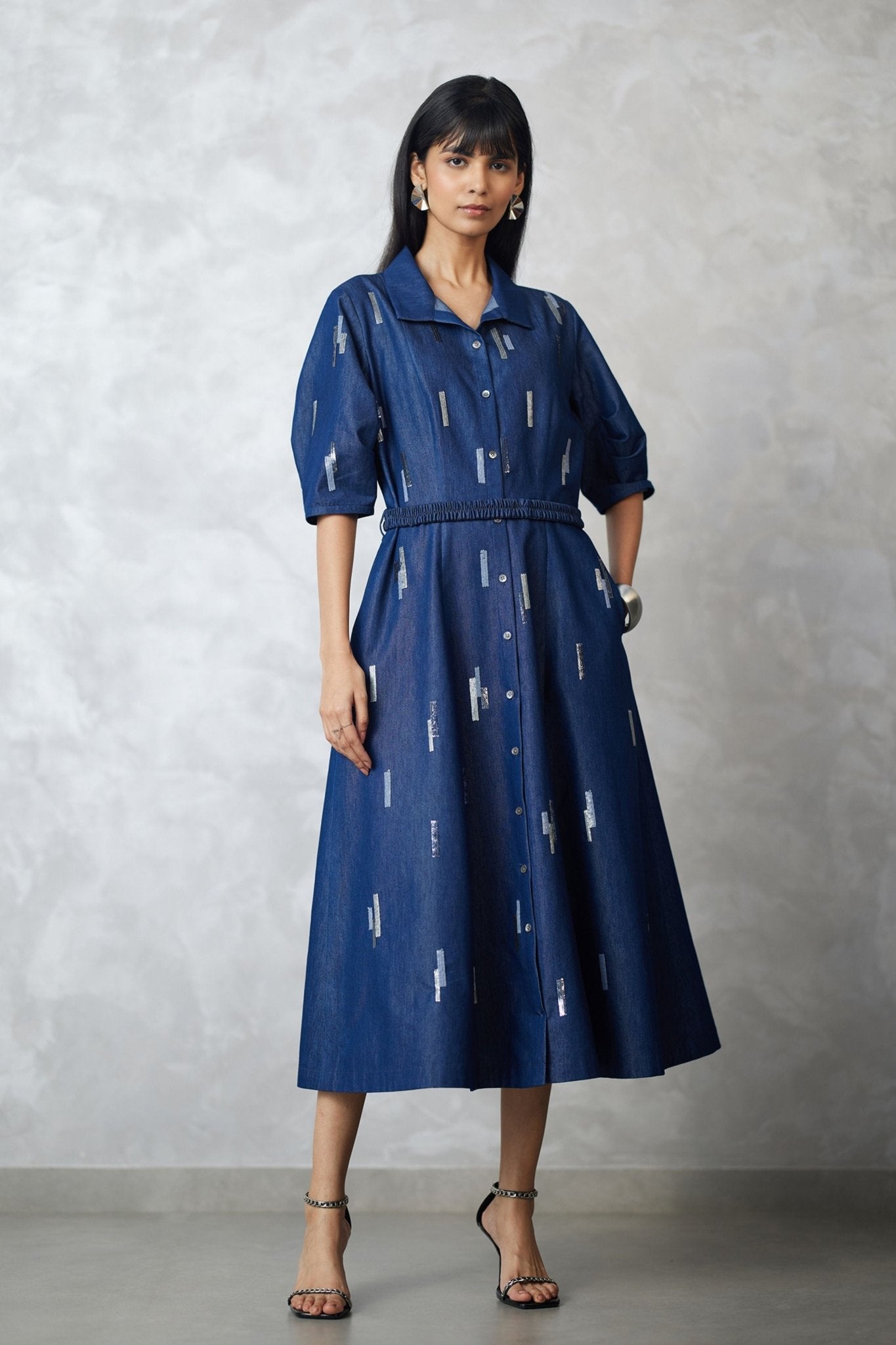 Denim Dark Blue Dress - Nachiket Barve - Elahe