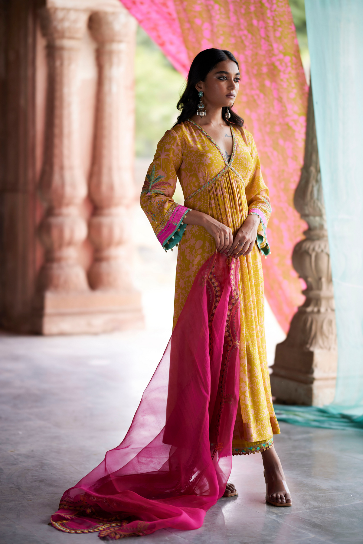 Nadira Yellow Bell Sleeve Kurta Set