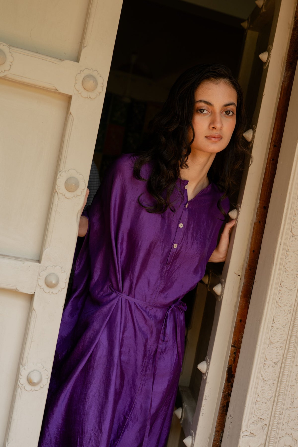 Purple Tie Up Kaftan