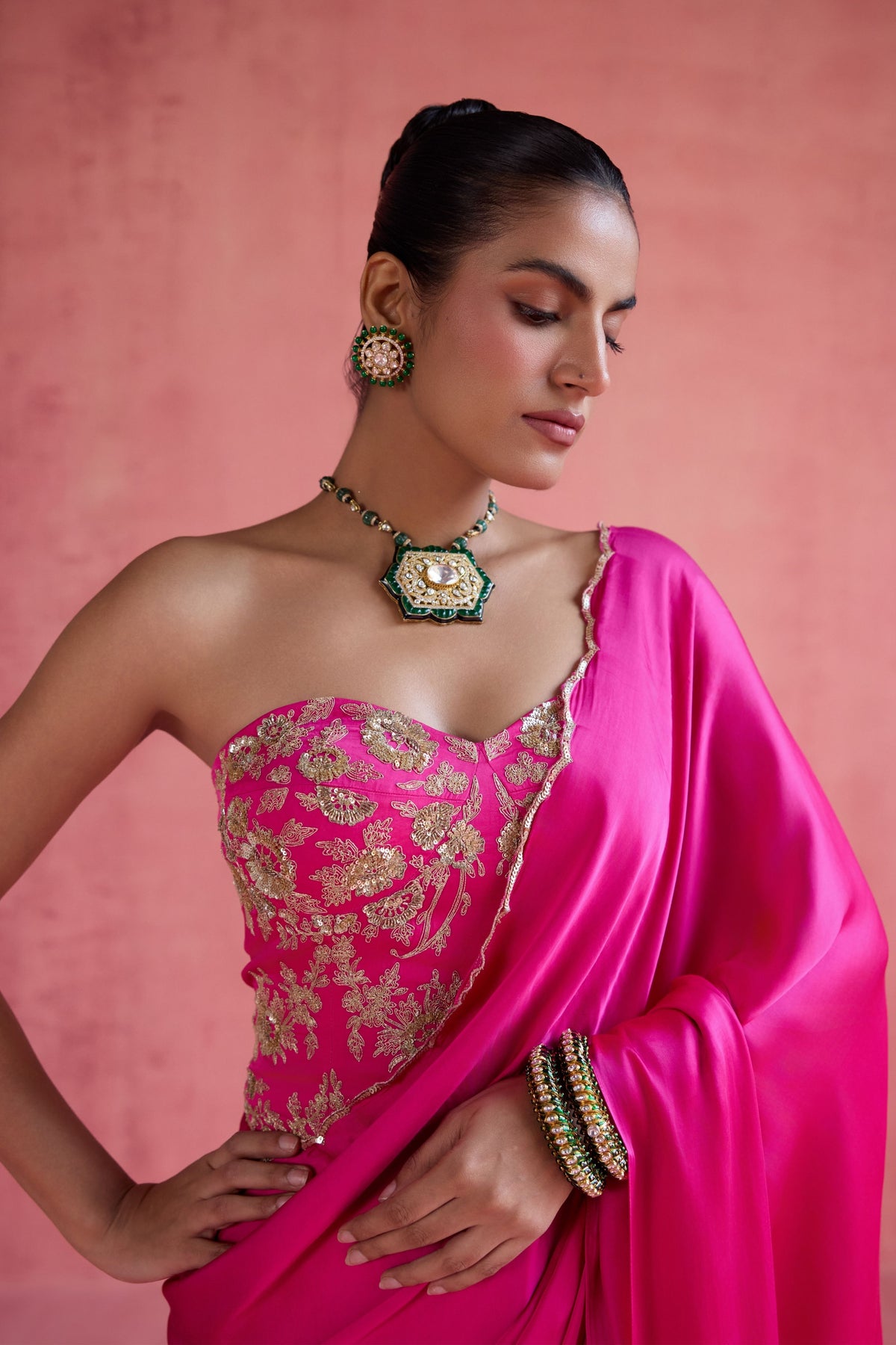 Yasmin Fuchsia Saree Set