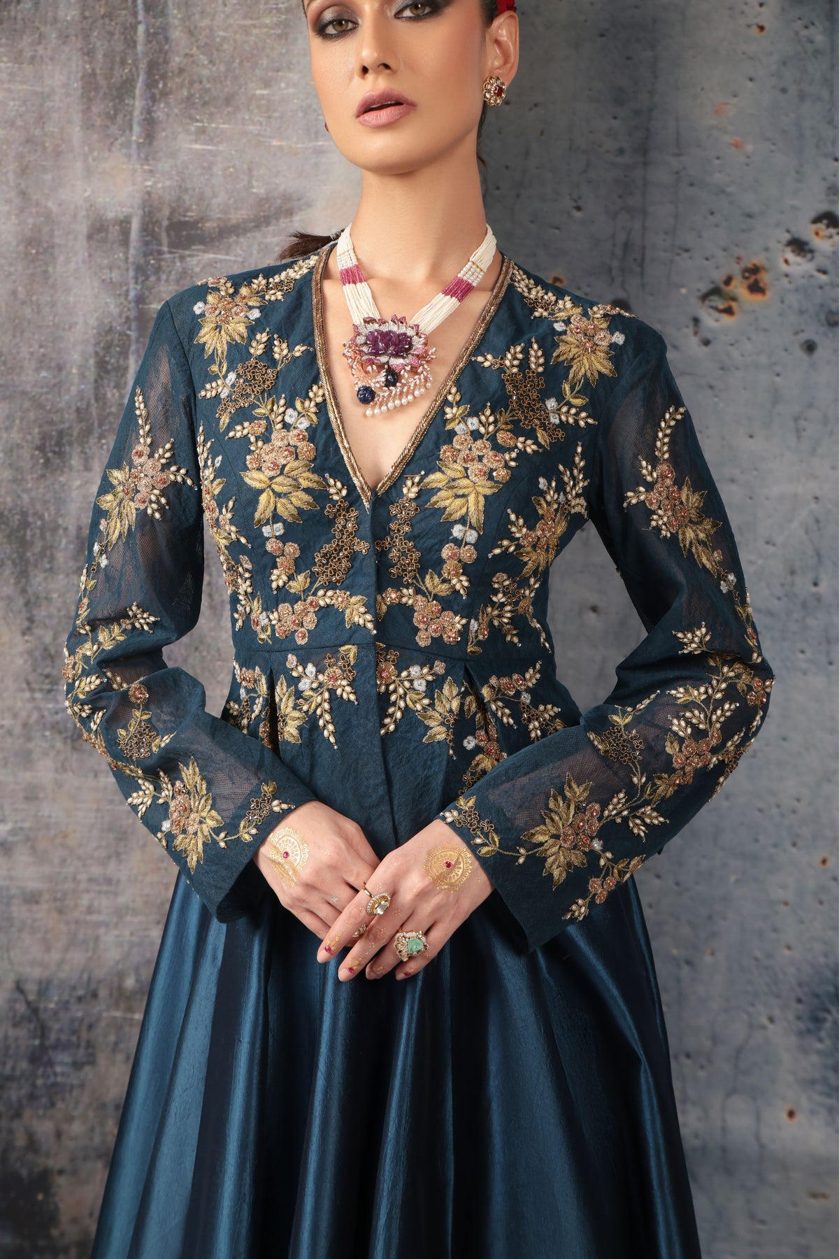 Blue Peplum Lehenga Set