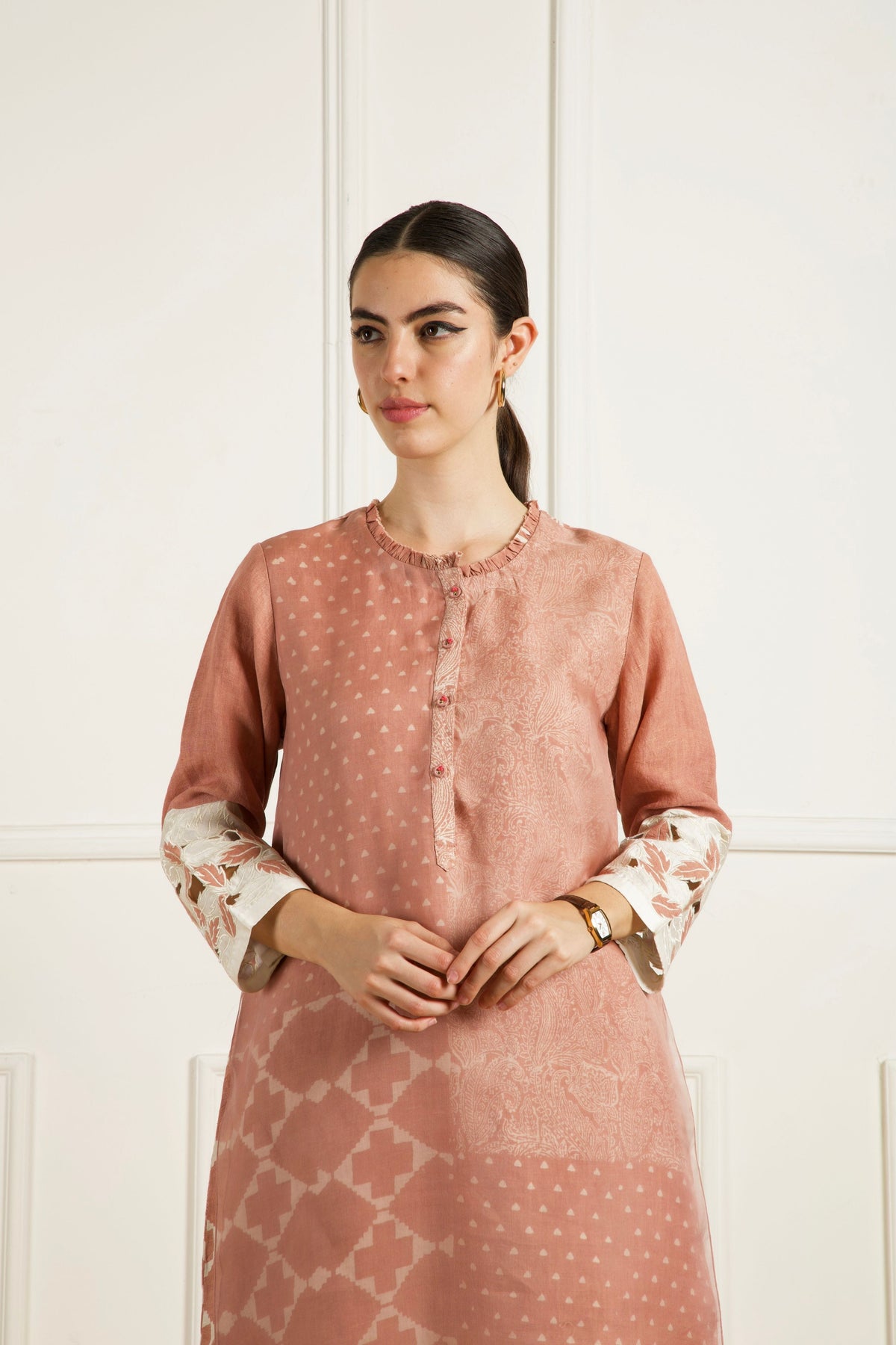Almond Double Layer Kurta Set