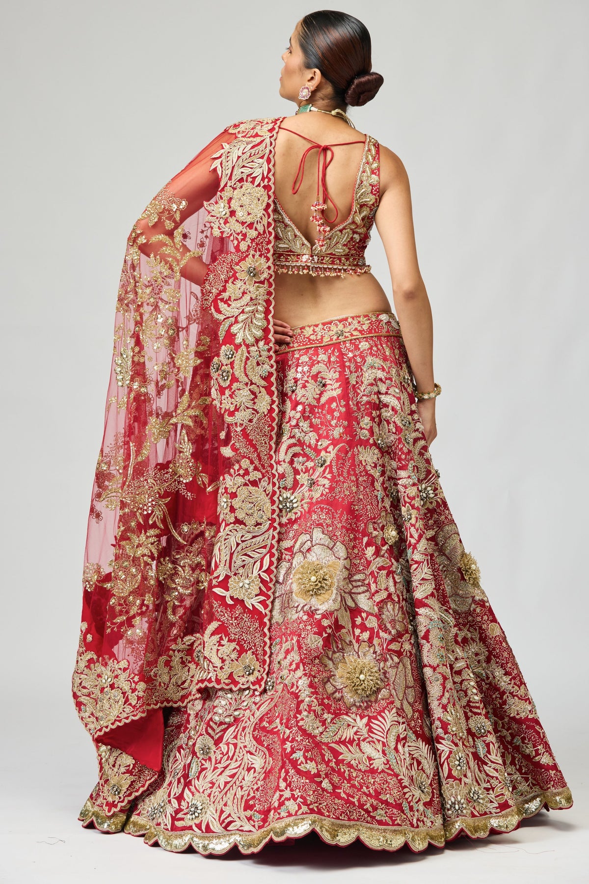 Maroon Zari Dabka Lehenga Set