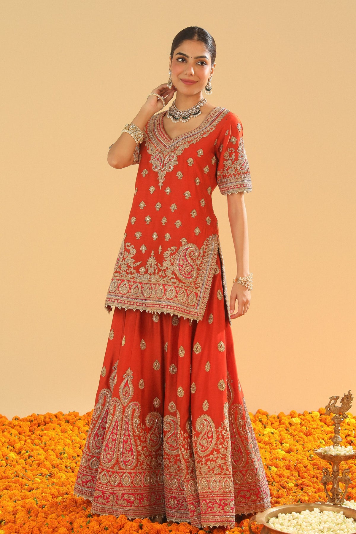 Burnt Orange Sharara Set