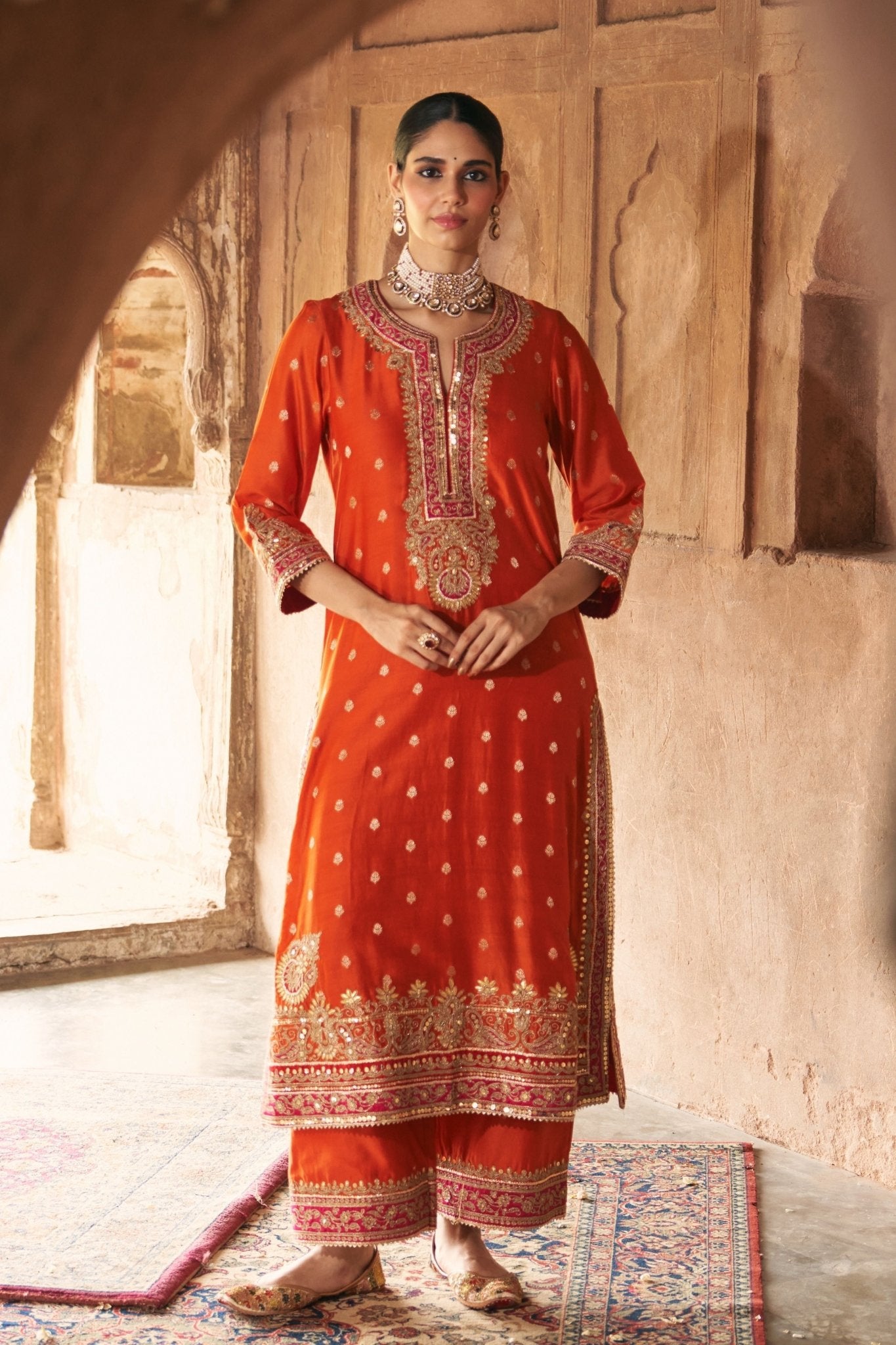 Sobia Orange Kurta Set - Sheetal Batra - Elahe