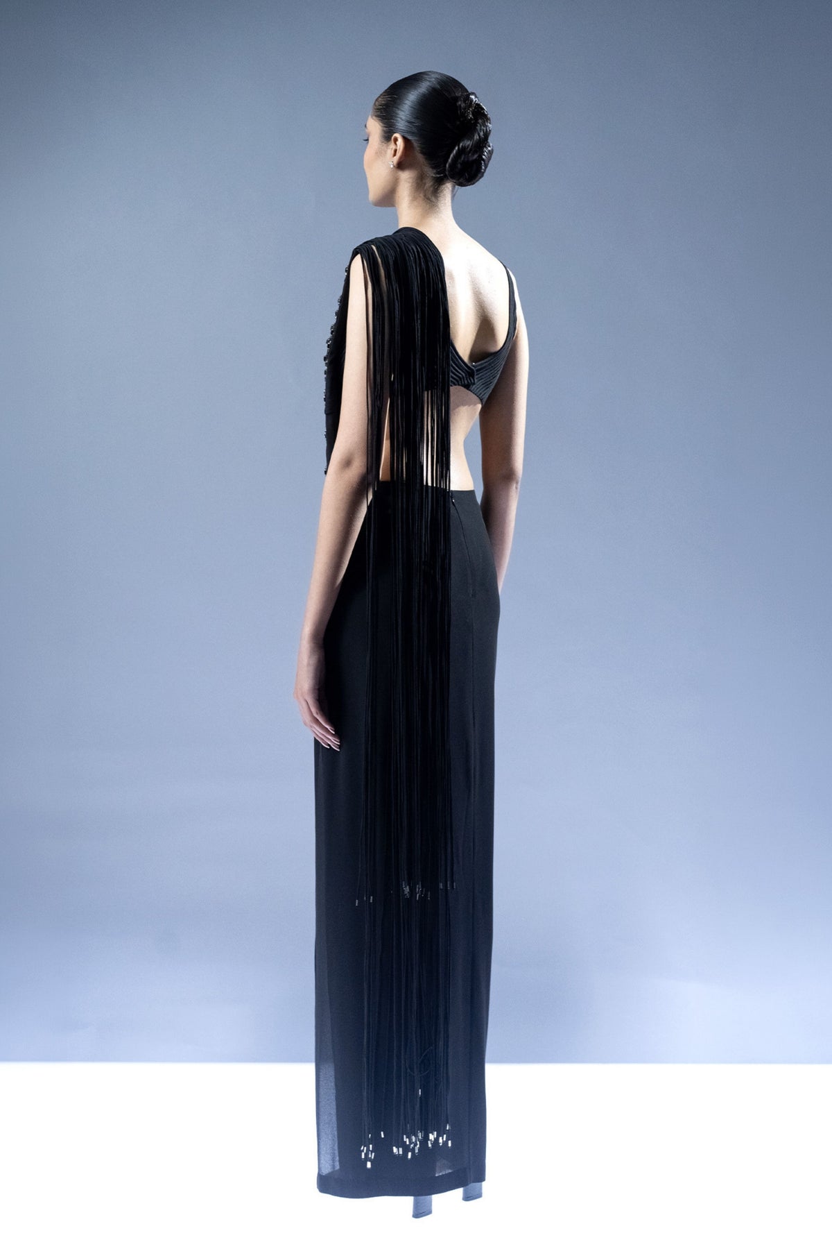 Noir Crystal Drape Saree