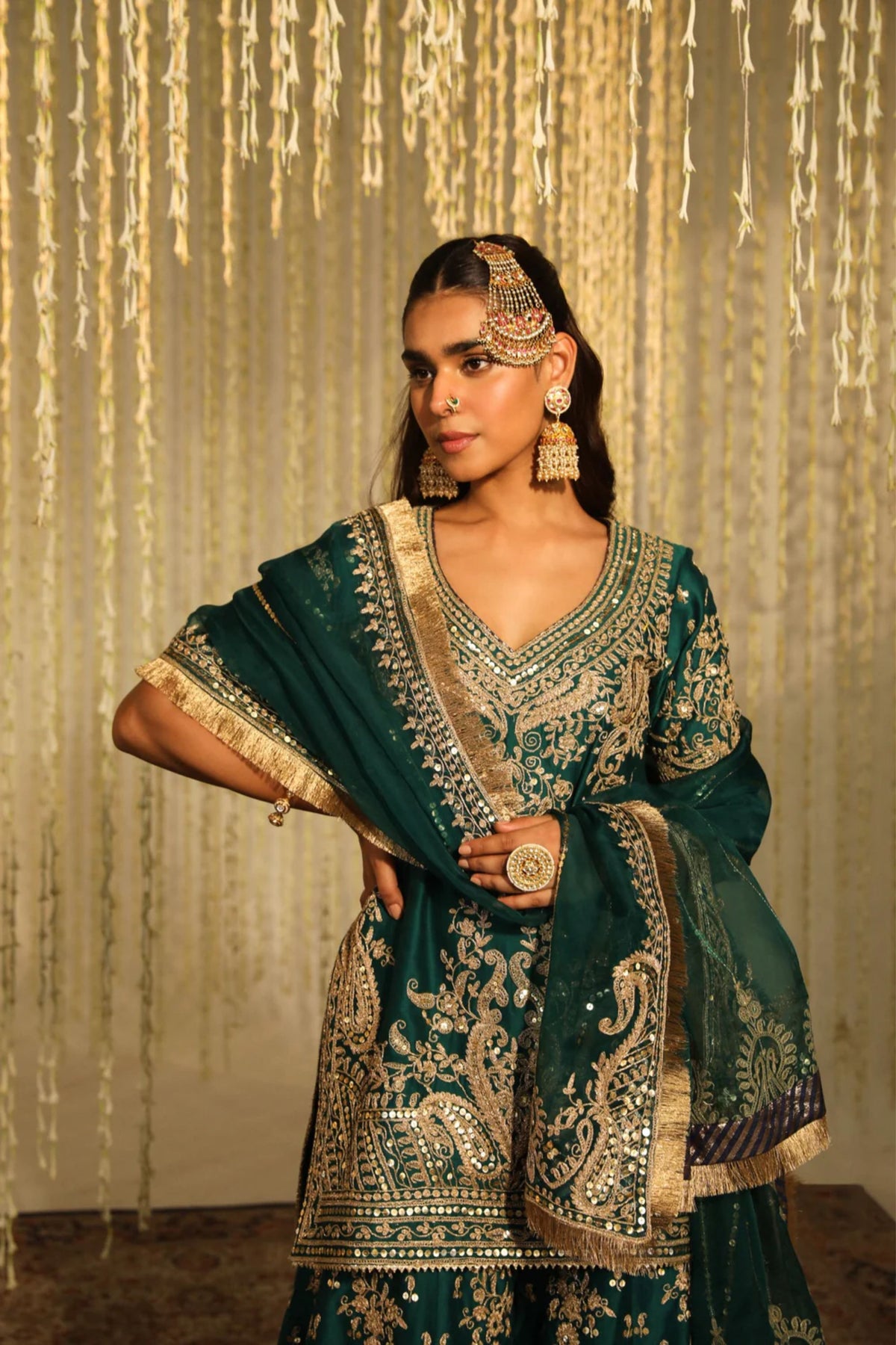 Aafiya Green Sharara Set