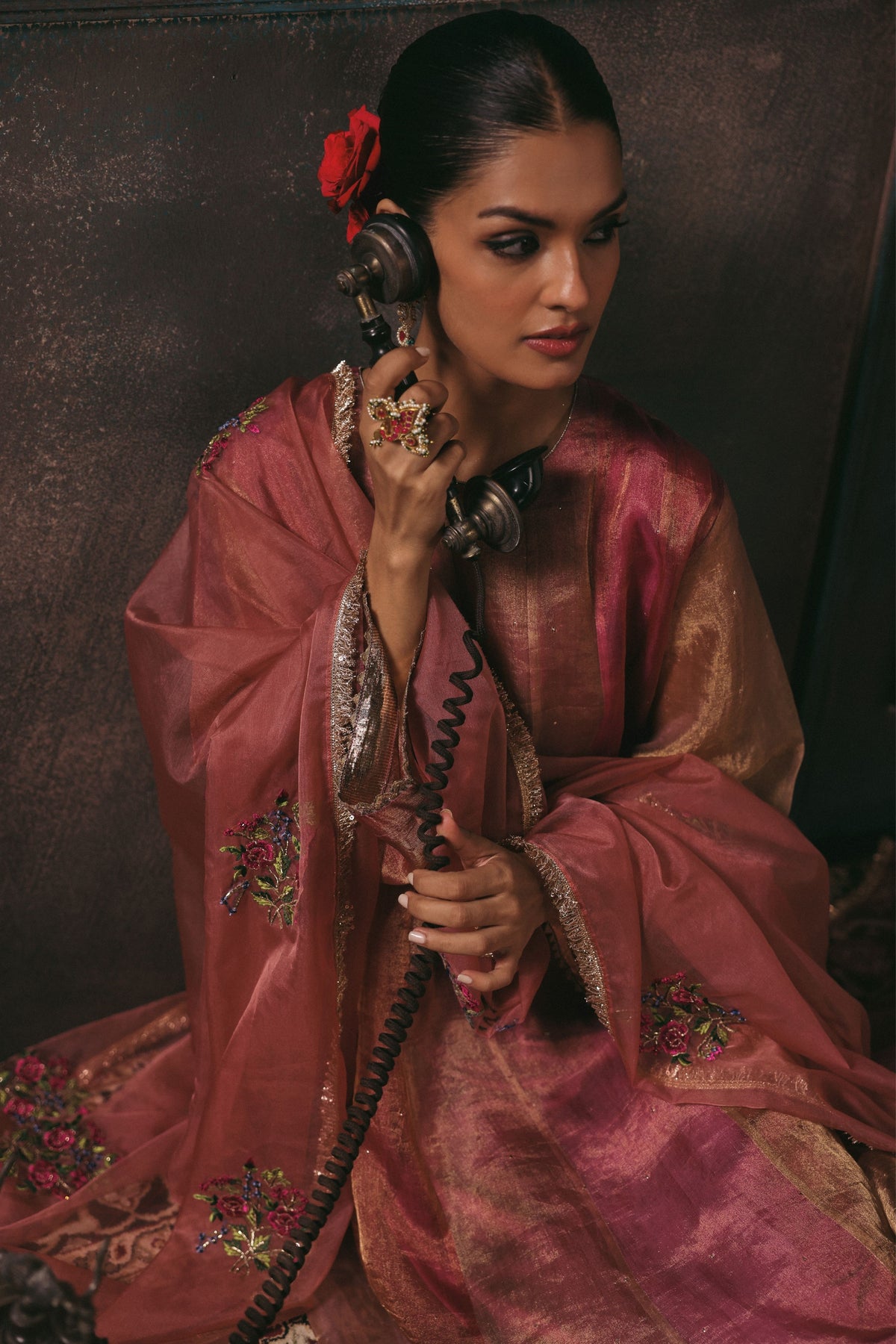 Peach Rimjhim Kurta Set