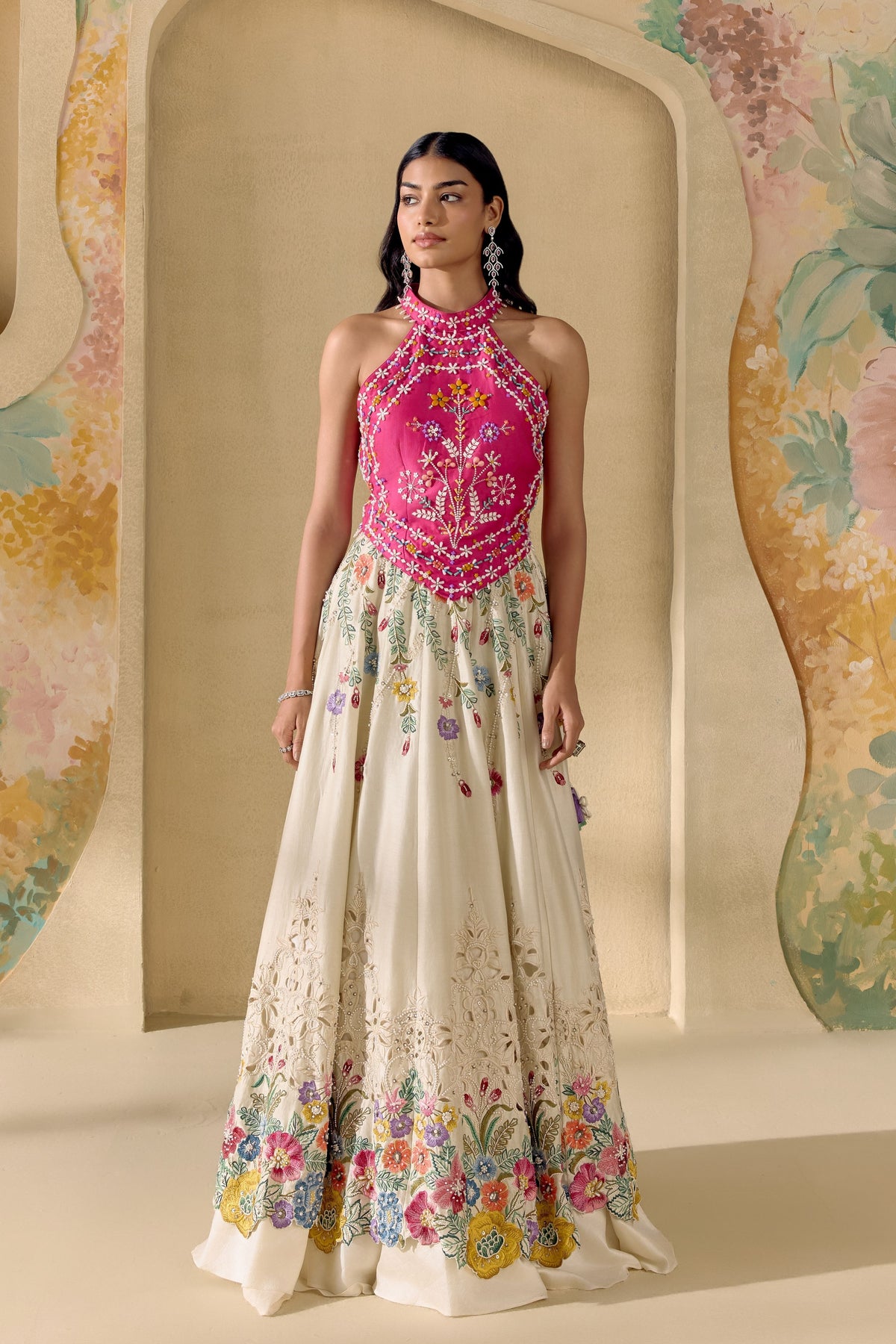 Fuchsia Mosaic Beadwork Top